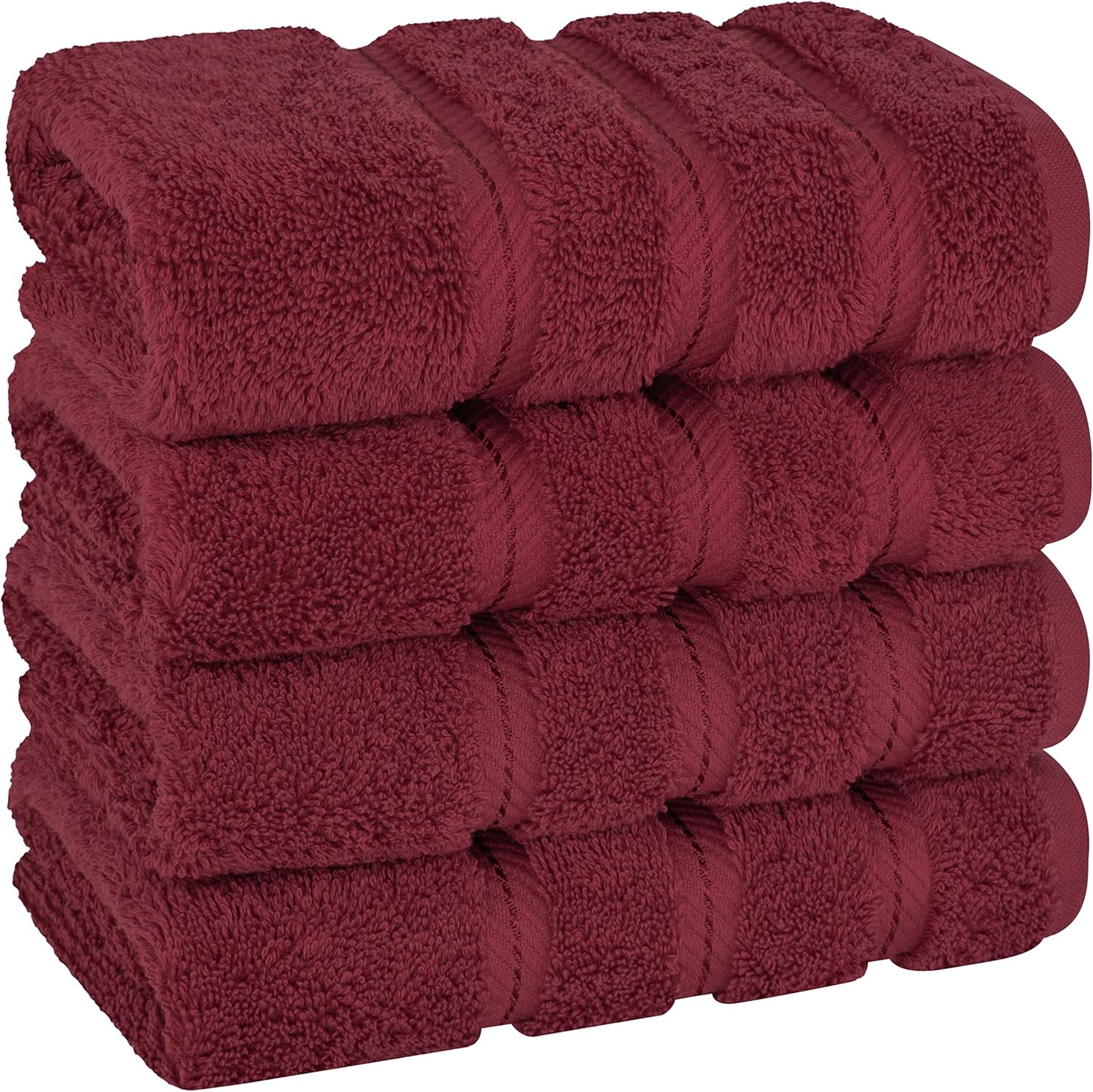 image:imageAmerican Soft Linen 100 Cotton Luxury Turkish Towels 4 PC Hand Towel Set Soft Absorbent Quick Dry OEKO Tex Standard 100 Certificated Durable Machine Washable Breathable Premium Hotel QualityBordeaux Red