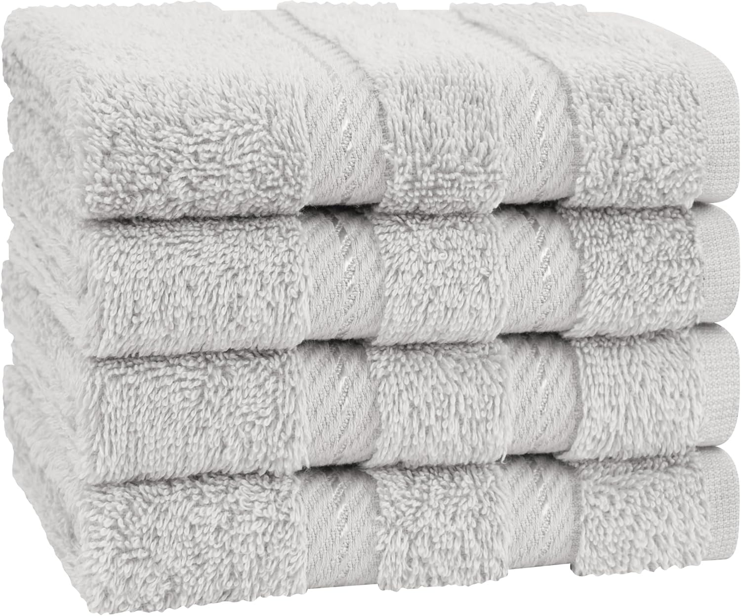 image:imageAmerican Soft Linen 100 Cotton Luxury Turkish Towels 4 PC Hand Towel Set Soft Absorbent Quick Dry OEKO Tex Standard 100 Certificated Durable Machine Washable Breathable Premium Hotel QualitySilver Gray