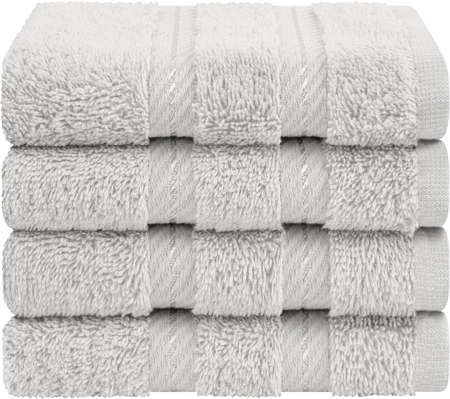 image:imageAmerican Soft Linen 100 Cotton Luxury Turkish Towels 4 PC Hand Towel Set Soft Absorbent Quick Dry OEKO Tex Standard 100 Certificated Durable Machine Washable Breathable Premium Hotel QualitySilver Gray