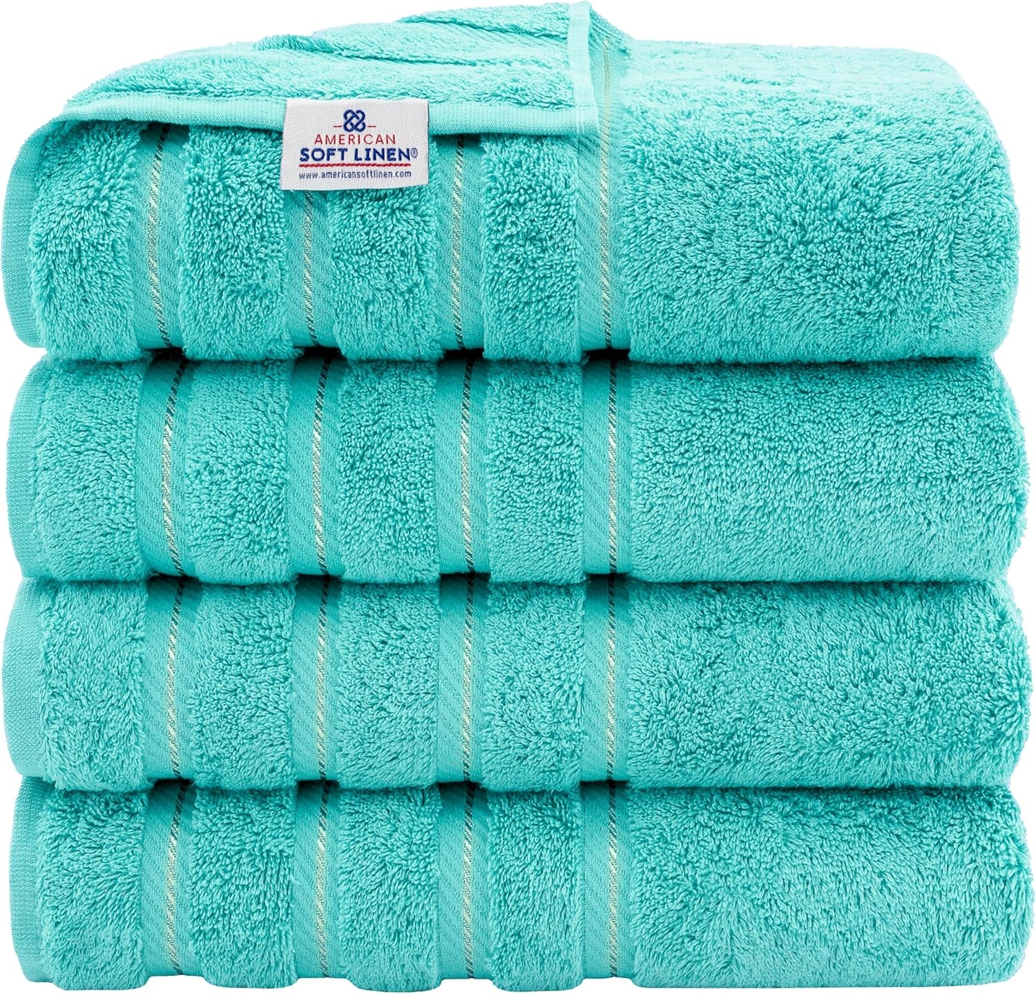 image:imageAmerican Soft Linen 100 Cotton Luxury Turkish Towels 4 PC Hand Towel Set Soft Absorbent Quick Dry OEKO Tex Standard 100 Certificated Durable Machine Washable Breathable Premium Hotel QualityTurquoise Blue