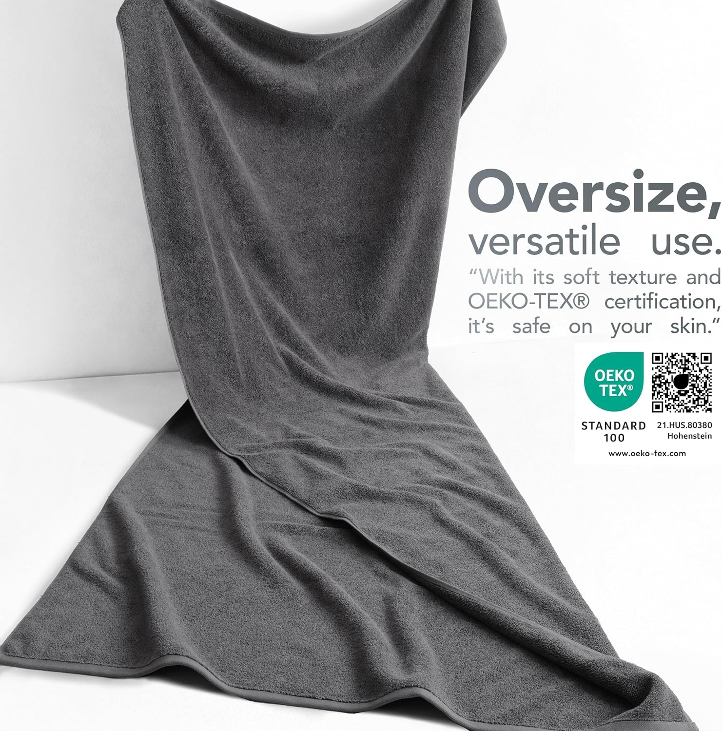 image:imageAmerican Soft Linen 100 Cotton Luxury Turkish Towels 4 PC Hand Towel Set Soft Absorbent Quick Dry OEKO Tex Standard 100 Certificated Durable Machine Washable Breathable Premium Hotel QualityDark Gray