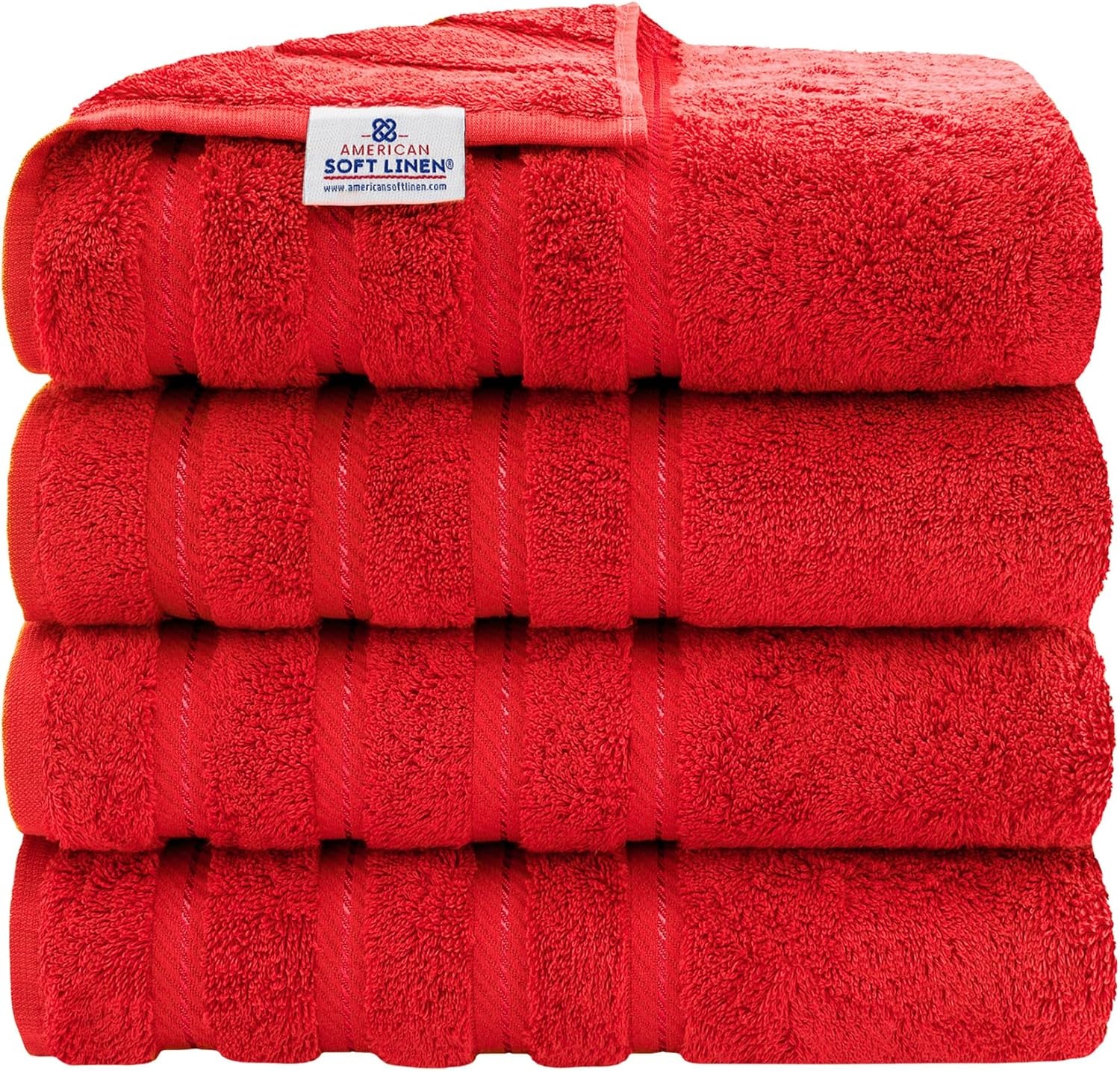 image:imageAmerican Soft Linen 100 Cotton Luxury Turkish Towels 4 PC Hand Towel Set Soft Absorbent Quick Dry OEKO Tex Standard 100 Certificated Durable Machine Washable Breathable Premium Hotel QualityRed