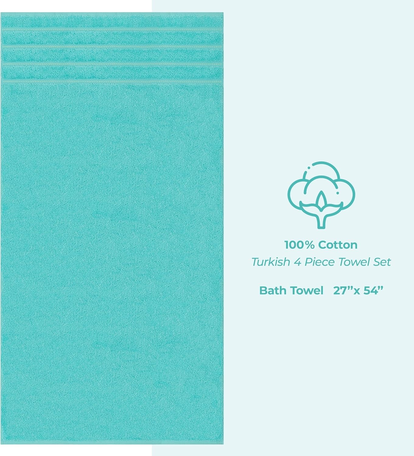 image:imageAmerican Soft Linen 100 Cotton Luxury Turkish Towels 4 PC Hand Towel Set Soft Absorbent Quick Dry OEKO Tex Standard 100 Certificated Durable Machine Washable Breathable Premium Hotel QualityTurquoise Blue