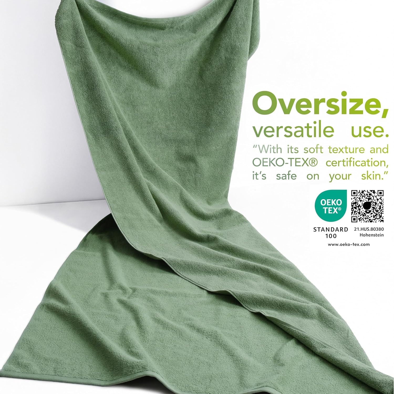 image:imageAmerican Soft Linen 100 Cotton Luxury Turkish Towels 4 PC Hand Towel Set Soft Absorbent Quick Dry OEKO Tex Standard 100 Certificated Durable Machine Washable Breathable Premium Hotel QualitySage Green