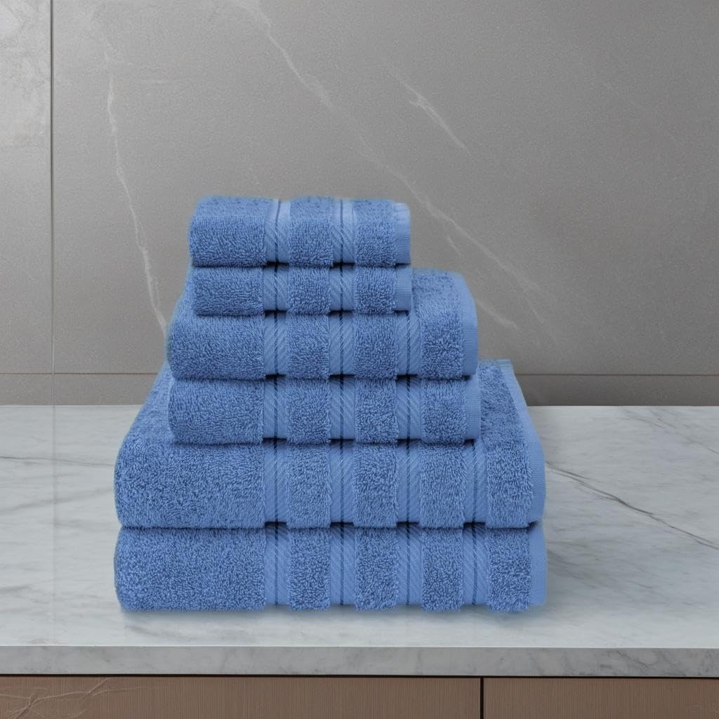 image:imageAmerican Soft Linen 100 Cotton Luxury Turkish Towels 4 PC Hand Towel Set Soft Absorbent Quick Dry OEKO Tex Standard 100 Certificated Durable Machine Washable Breathable Premium Hotel QualityElectric Blue