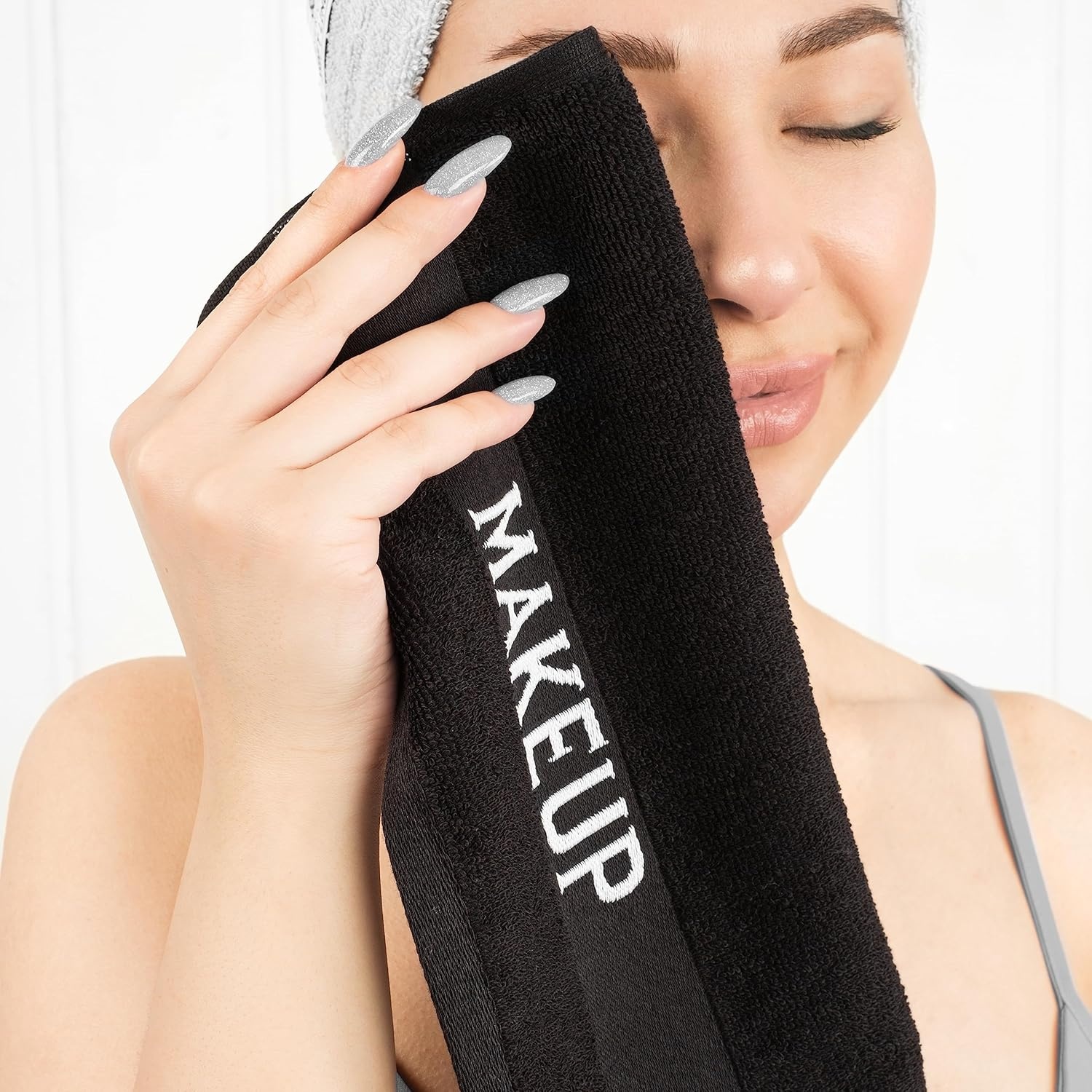 image:imageAmerican Soft Linen 100 Cotton Luxury Turkish Towels 4 PC Hand Towel Set Soft Absorbent Quick Dry OEKO Tex Standard 100 Certificated Durable Machine Washable Breathable Premium Hotel QualityBlack