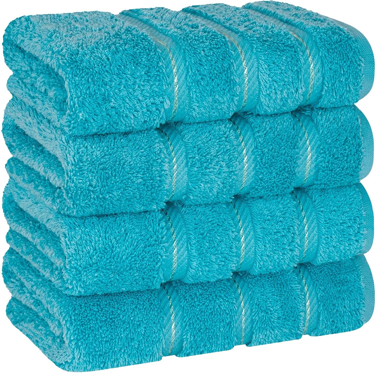 image:imageAmerican Soft Linen 100 Cotton Luxury Turkish Towels 4 PC Hand Towel Set Soft Absorbent Quick Dry OEKO Tex Standard 100 Certificated Durable Machine Washable Breathable Premium Hotel QualityAqua Blue