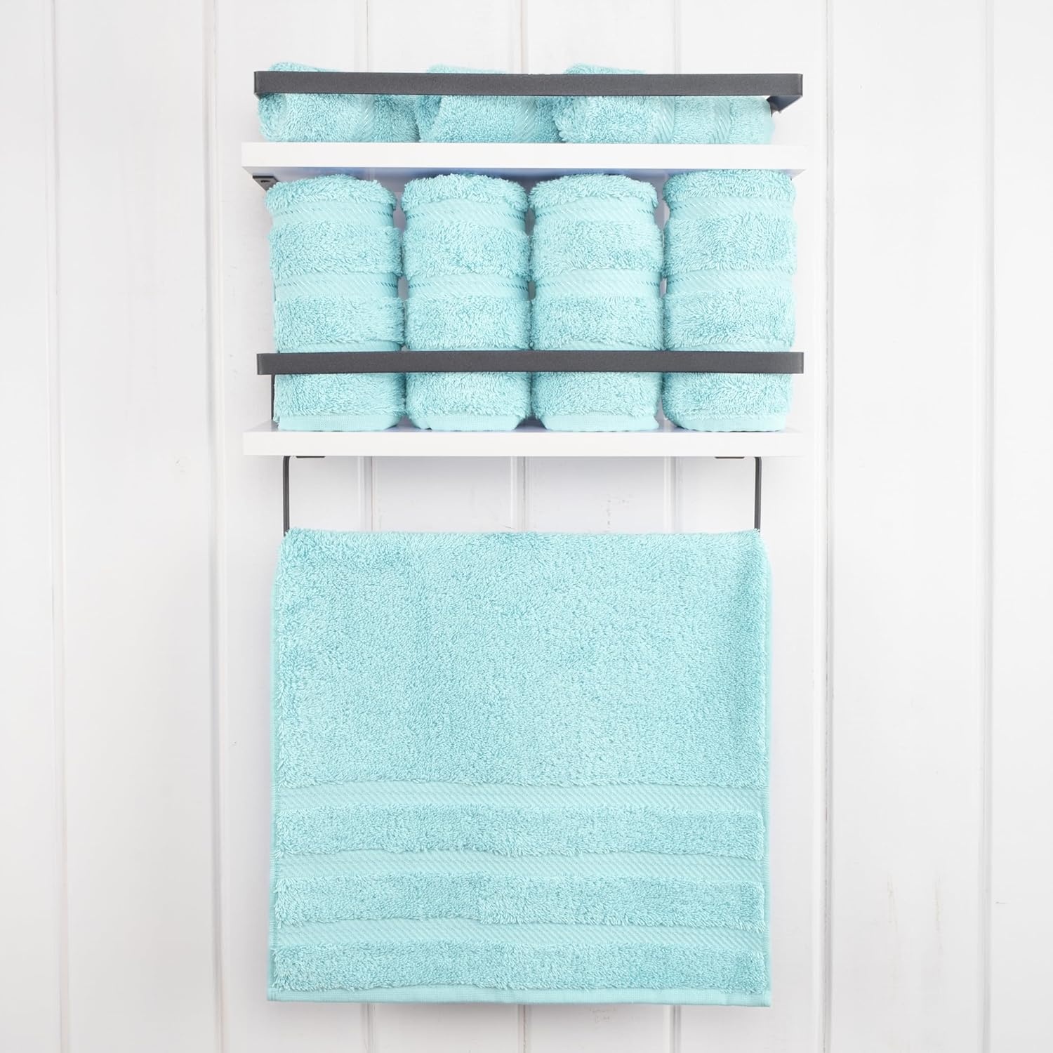image:imageAmerican Soft Linen 100 Cotton Luxury Turkish Towels 4 PC Hand Towel Set Soft Absorbent Quick Dry OEKO Tex Standard 100 Certificated Durable Machine Washable Breathable Premium Hotel QualityDuck Egg Blue