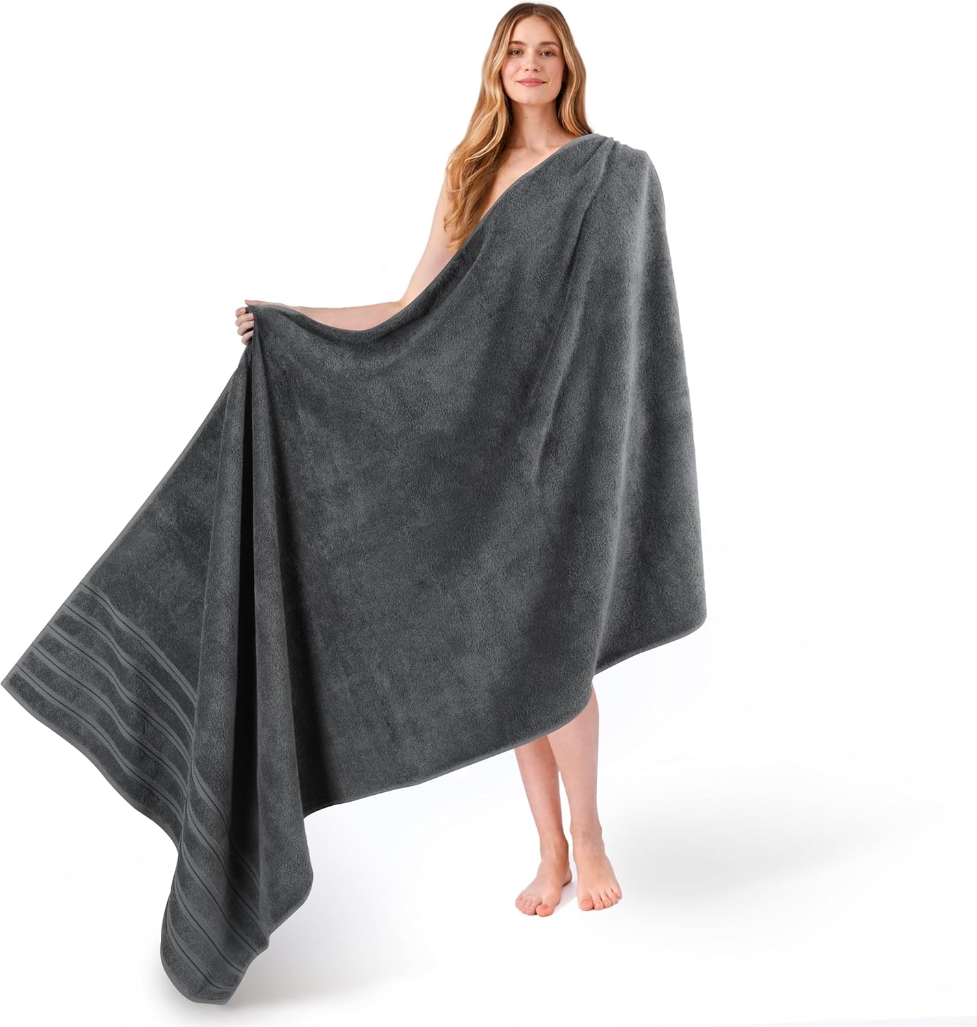 image:imageAmerican Soft Linen 100 Cotton Luxury Turkish Towels 4 PC Hand Towel Set Soft Absorbent Quick Dry OEKO Tex Standard 100 Certificated Durable Machine Washable Breathable Premium Hotel QualityDark Gray