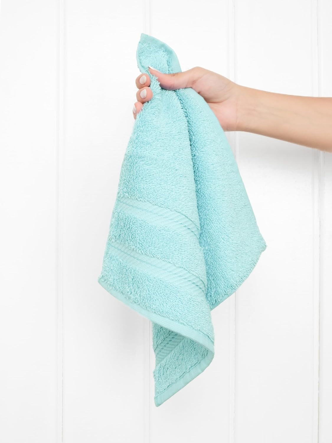 image:imageAmerican Soft Linen 100 Cotton Luxury Turkish Towels 4 PC Hand Towel Set Soft Absorbent Quick Dry OEKO Tex Standard 100 Certificated Durable Machine Washable Breathable Premium Hotel QualityDuck Egg Blue