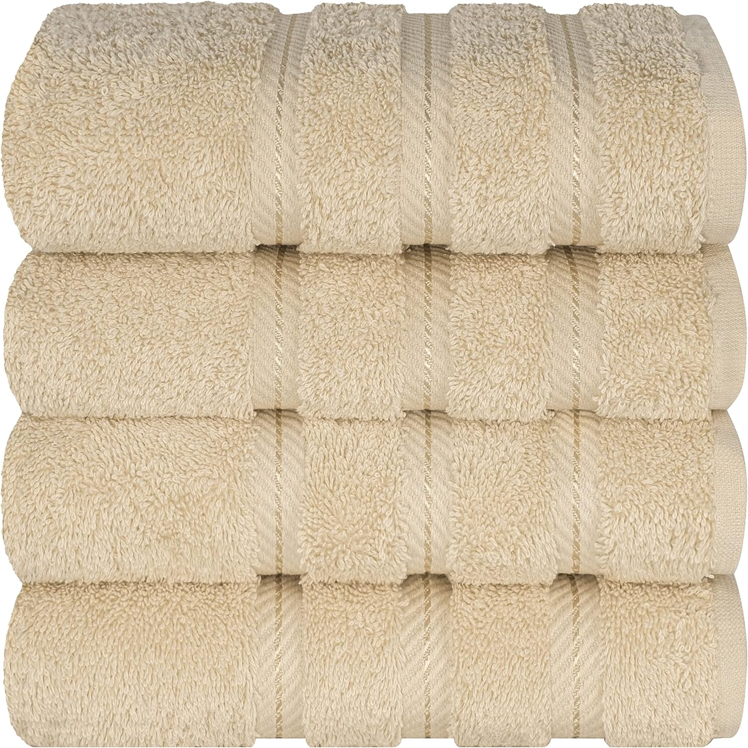 image:imageAmerican Soft Linen 100 Cotton Luxury Turkish Towels 4 PC Hand Towel Set Soft Absorbent Quick Dry OEKO Tex Standard 100 Certificated Durable Machine Washable Breathable Premium Hotel QualityBeige