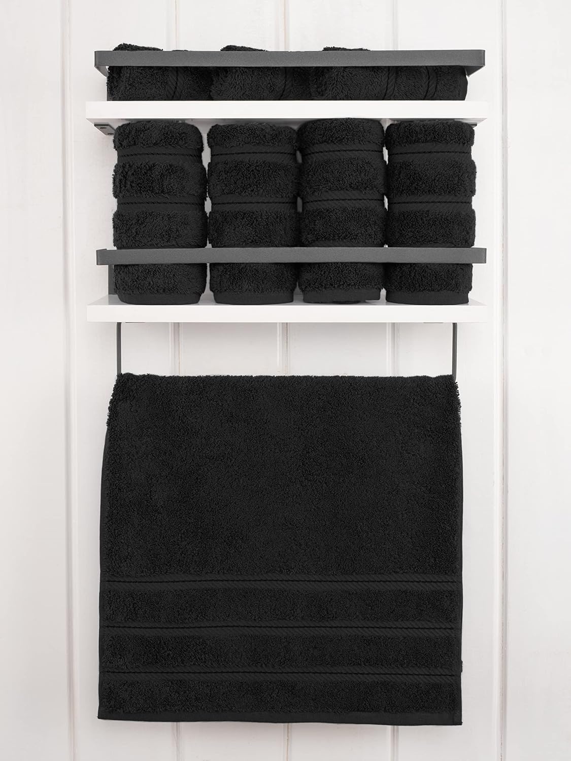 image:imageAmerican Soft Linen 100 Cotton Luxury Turkish Towels 4 PC Hand Towel Set Soft Absorbent Quick Dry OEKO Tex Standard 100 Certificated Durable Machine Washable Breathable Premium Hotel QualityBlack