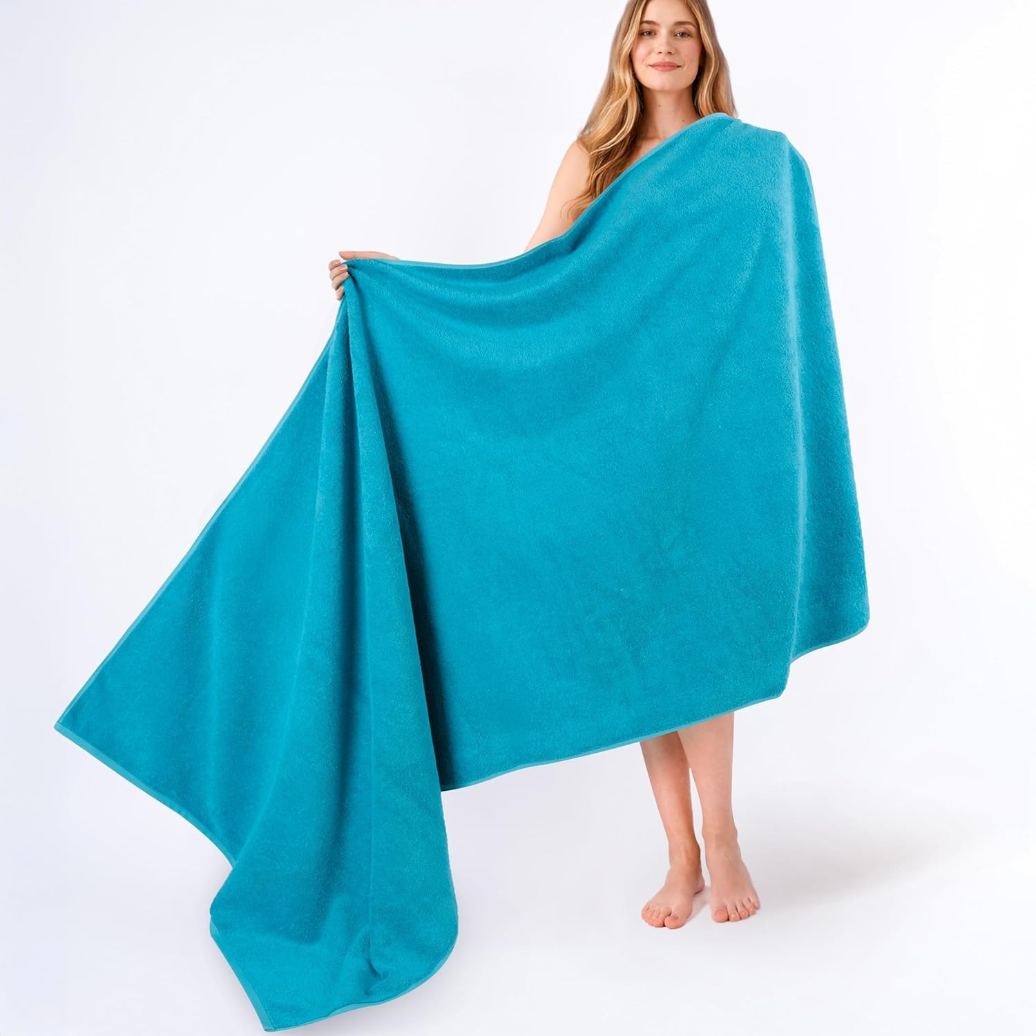 image:imageAmerican Soft Linen 100 Cotton Luxury Turkish Towels 4 PC Hand Towel Set Soft Absorbent Quick Dry OEKO Tex Standard 100 Certificated Durable Machine Washable Breathable Premium Hotel QualityAqua Blue