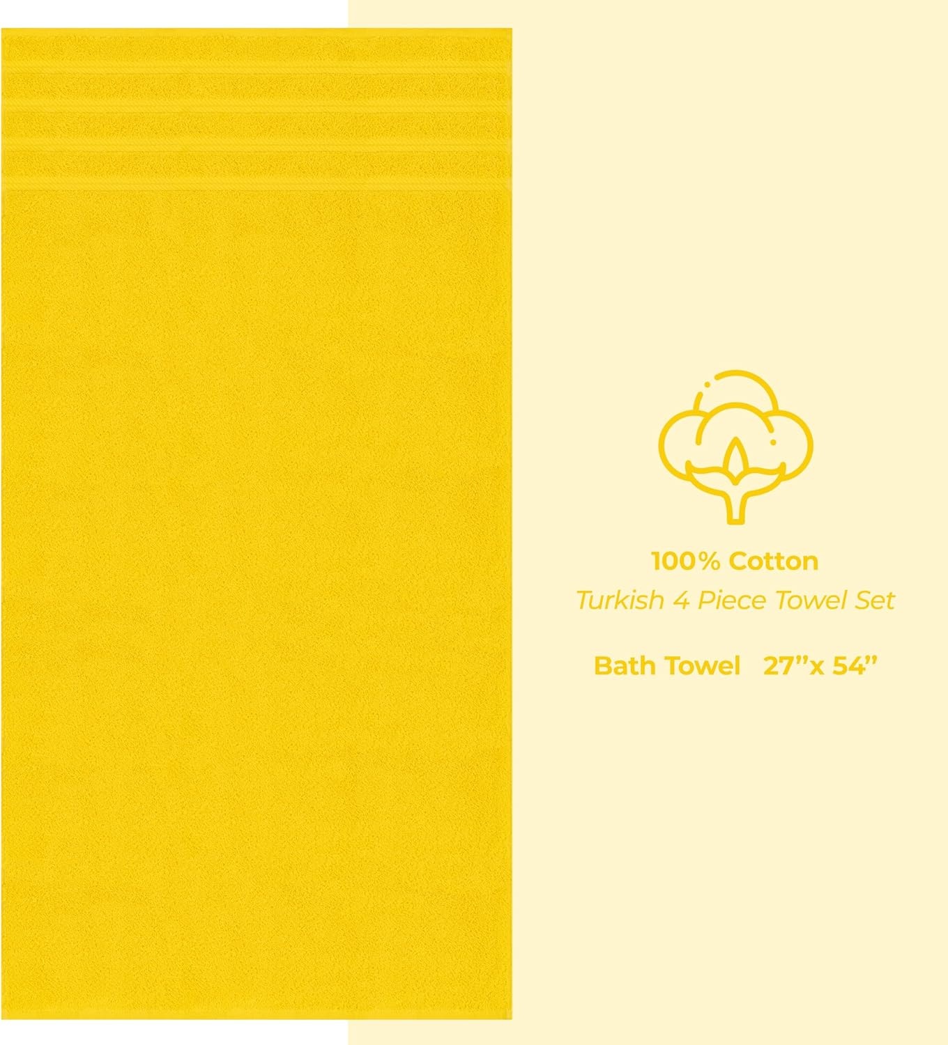 image:imageAmerican Soft Linen 100 Cotton Luxury Turkish Towels 4 PC Hand Towel Set Soft Absorbent Quick Dry OEKO Tex Standard 100 Certificated Durable Machine Washable Breathable Premium Hotel QualityLemon Yellow