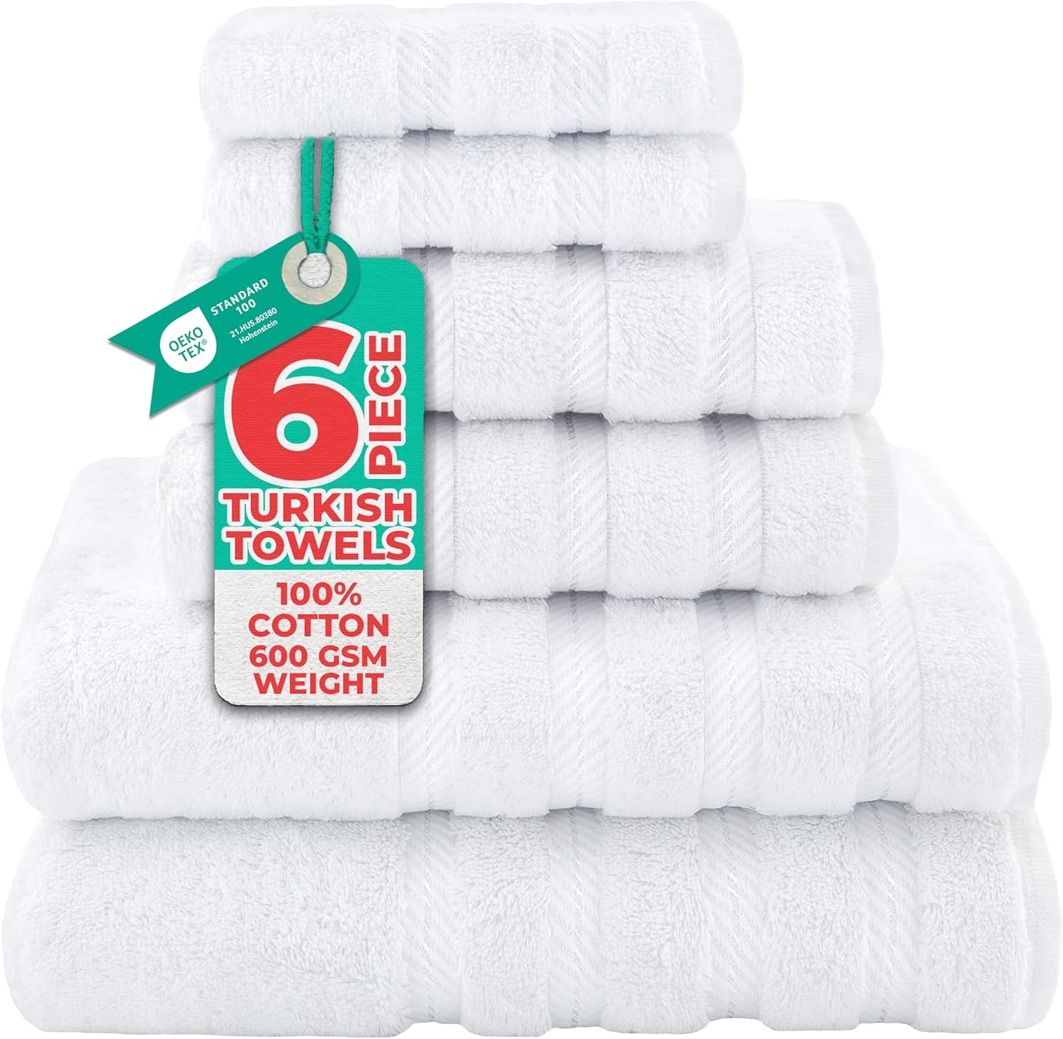 image:imageAmerican Soft Linen 100 Cotton Luxury Turkish Towels 4 PC Hand Towel Set Soft Absorbent Quick Dry OEKO Tex Standard 100 Certificated Durable Machine Washable Breathable Premium Hotel QualityBright White