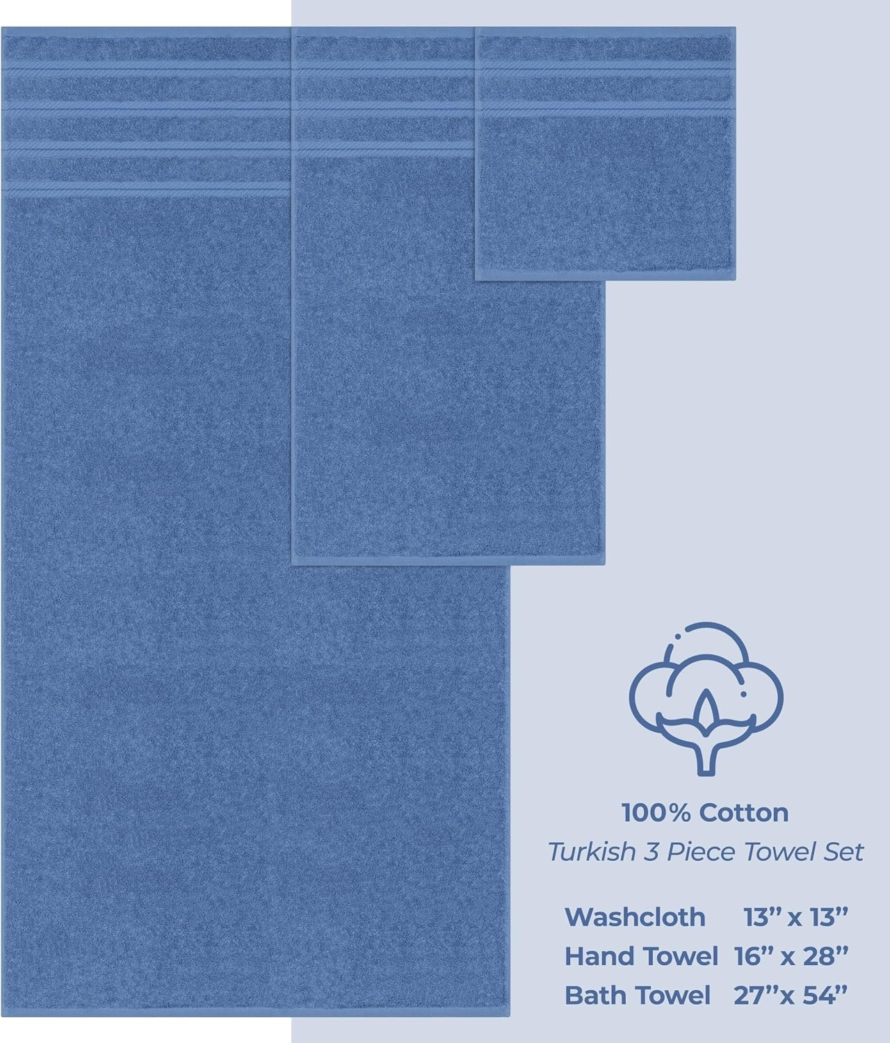 image:imageAmerican Soft Linen 100 Cotton Luxury Turkish Towels 4 PC Hand Towel Set Soft Absorbent Quick Dry OEKO Tex Standard 100 Certificated Durable Machine Washable Breathable Premium Hotel QualityElectric Blue