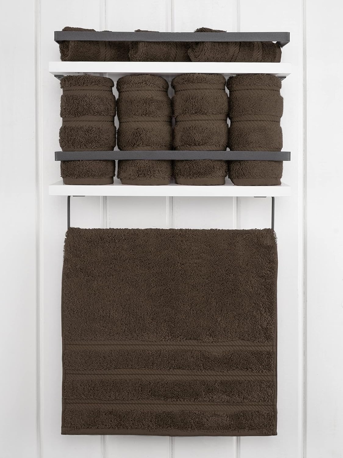 image:imageAmerican Soft Linen 100 Cotton Luxury Turkish Towels 4 PC Hand Towel Set Soft Absorbent Quick Dry OEKO Tex Standard 100 Certificated Durable Machine Washable Breathable Premium Hotel QualityChocolate Brown