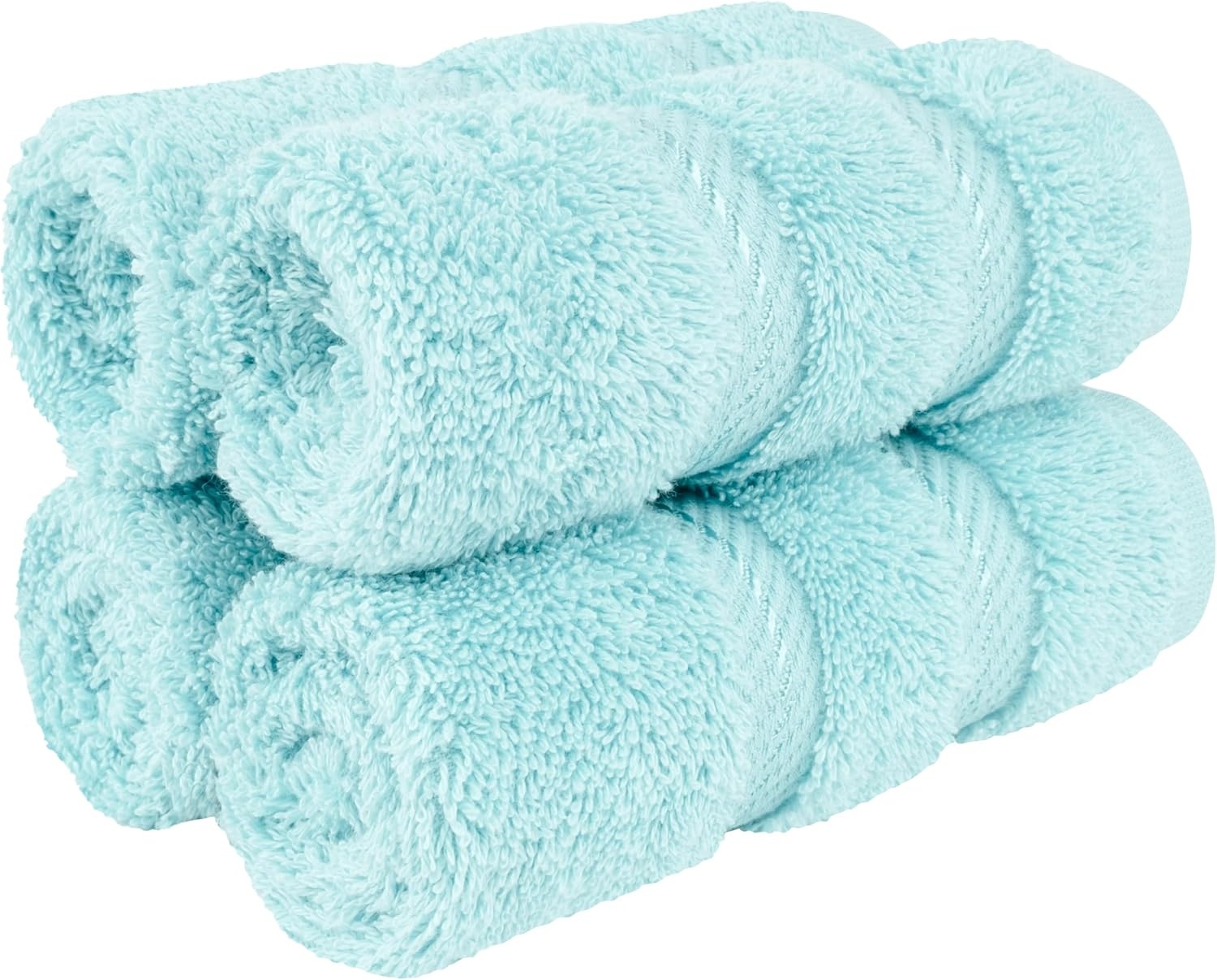 image:imageAmerican Soft Linen 100 Cotton Luxury Turkish Towels 4 PC Hand Towel Set Soft Absorbent Quick Dry OEKO Tex Standard 100 Certificated Durable Machine Washable Breathable Premium Hotel QualityDuck Egg Blue