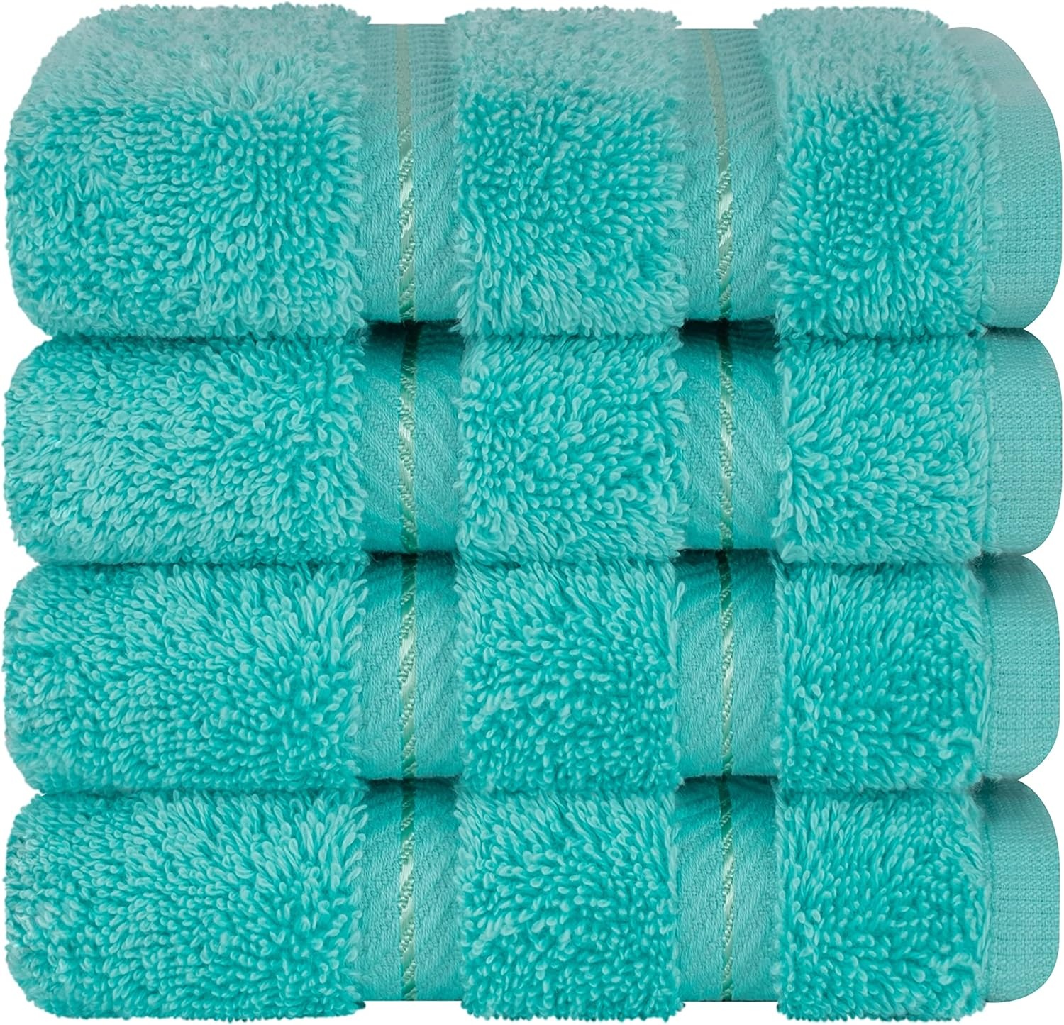 image:imageAmerican Soft Linen 100 Cotton Luxury Turkish Towels 4 PC Hand Towel Set Soft Absorbent Quick Dry OEKO Tex Standard 100 Certificated Durable Machine Washable Breathable Premium Hotel QualityTurquoise Blue