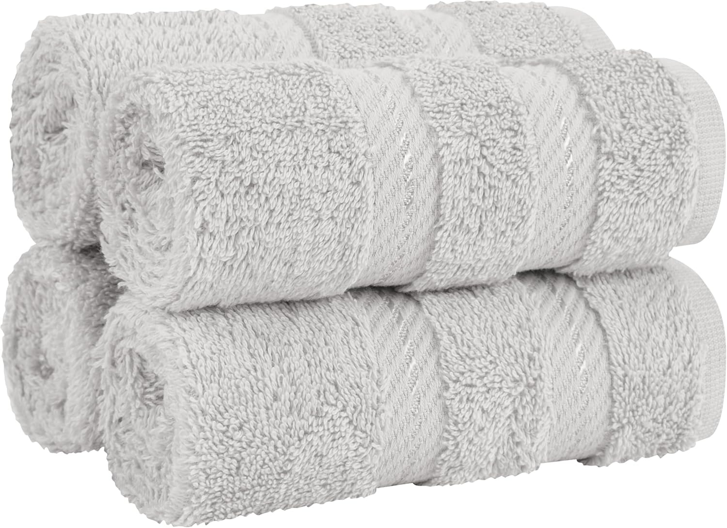 image:imageAmerican Soft Linen 100 Cotton Luxury Turkish Towels 4 PC Hand Towel Set Soft Absorbent Quick Dry OEKO Tex Standard 100 Certificated Durable Machine Washable Breathable Premium Hotel QualitySilver Gray