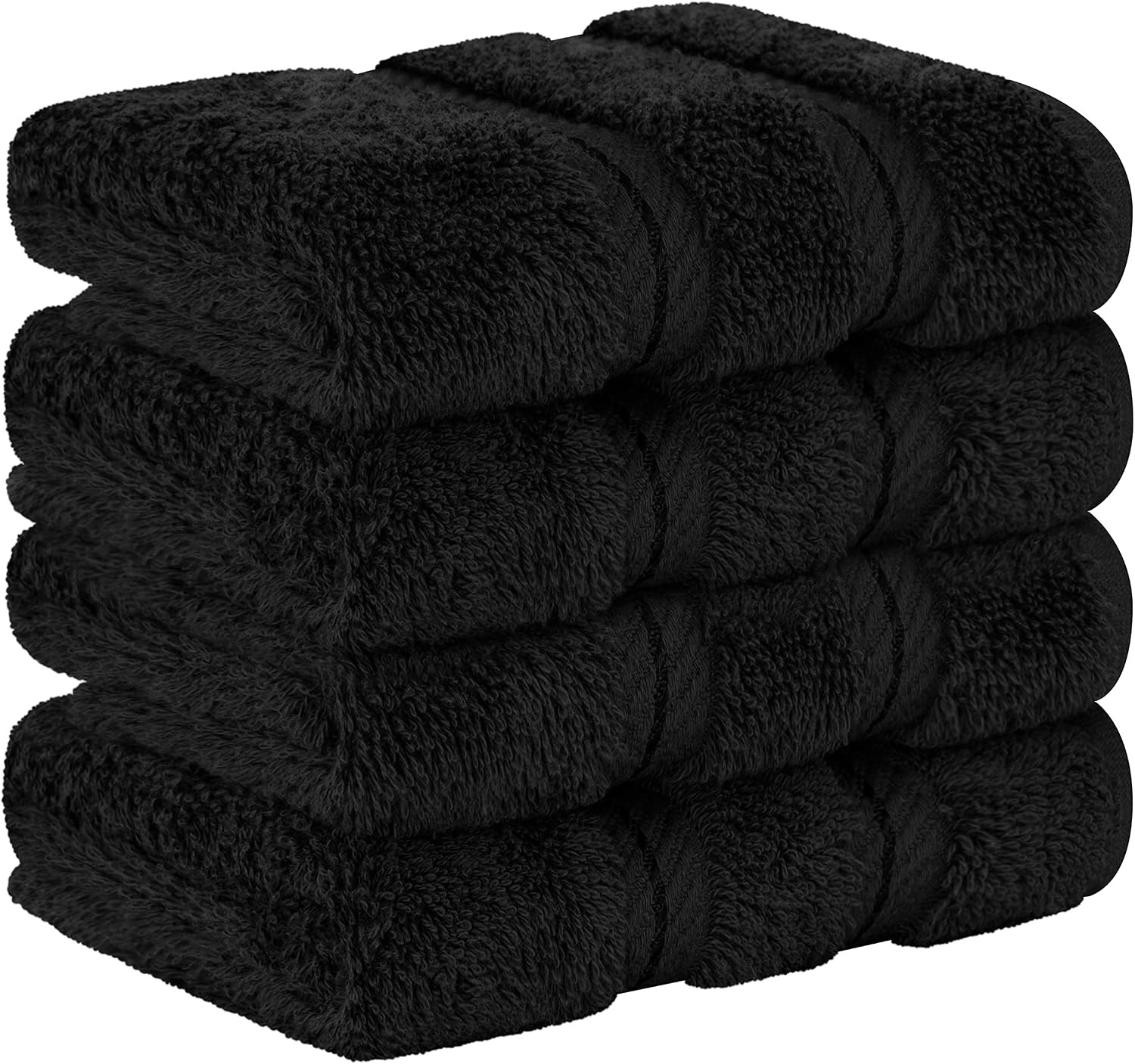 image:imageAmerican Soft Linen 100 Cotton Luxury Turkish Towels 4 PC Hand Towel Set Soft Absorbent Quick Dry OEKO Tex Standard 100 Certificated Durable Machine Washable Breathable Premium Hotel QualityBlack