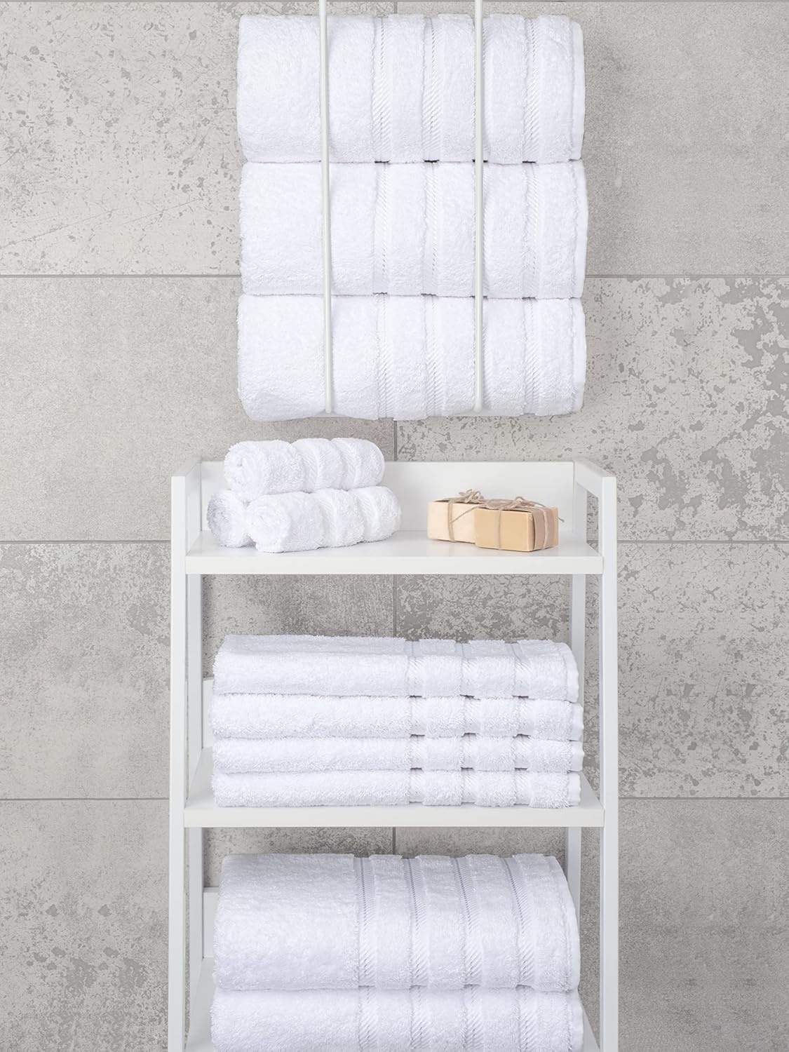 image:imageAmerican Soft Linen 100 Cotton Luxury Turkish Towels 4 PC Hand Towel Set Soft Absorbent Quick Dry OEKO Tex Standard 100 Certificated Durable Machine Washable Breathable Premium Hotel QualityBright White