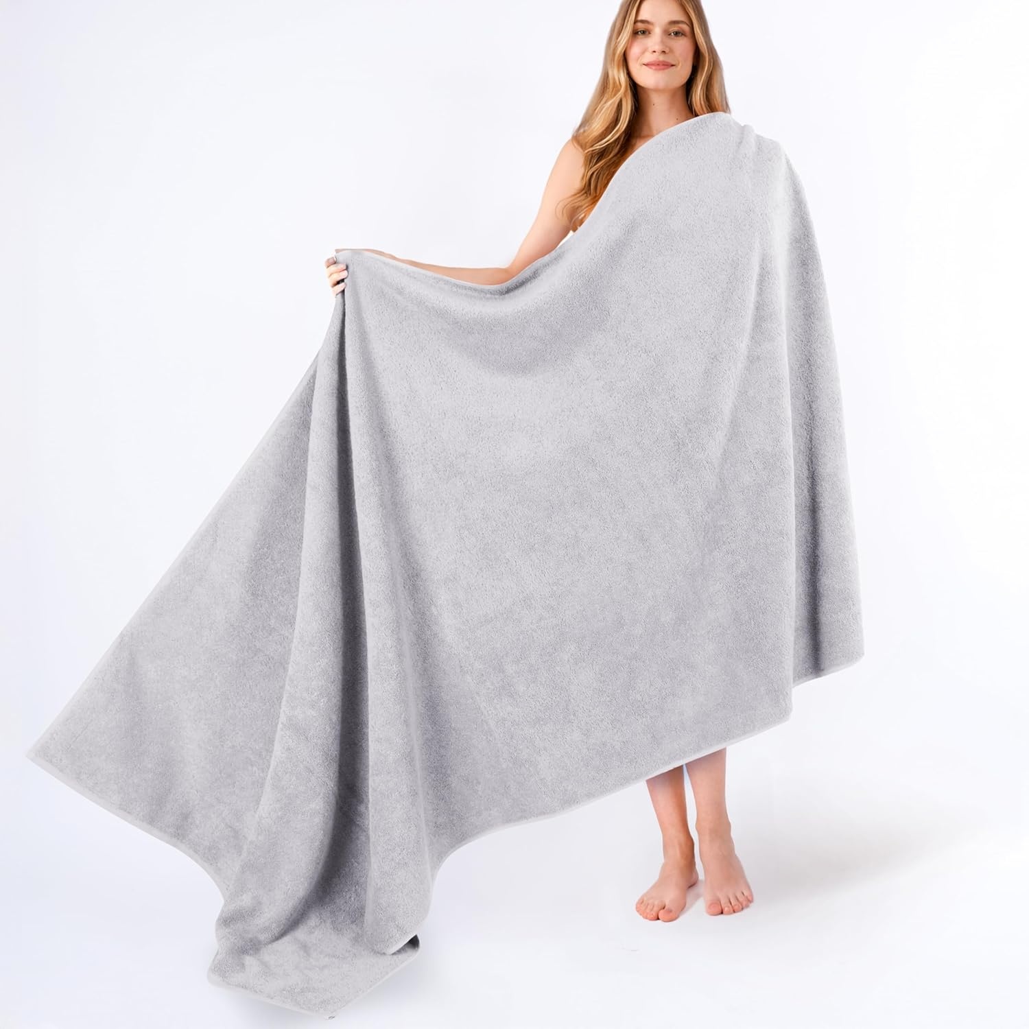 image:imageAmerican Soft Linen 100 Cotton Luxury Turkish Towels 4 PC Hand Towel Set Soft Absorbent Quick Dry OEKO Tex Standard 100 Certificated Durable Machine Washable Breathable Premium Hotel QualitySilver Gray