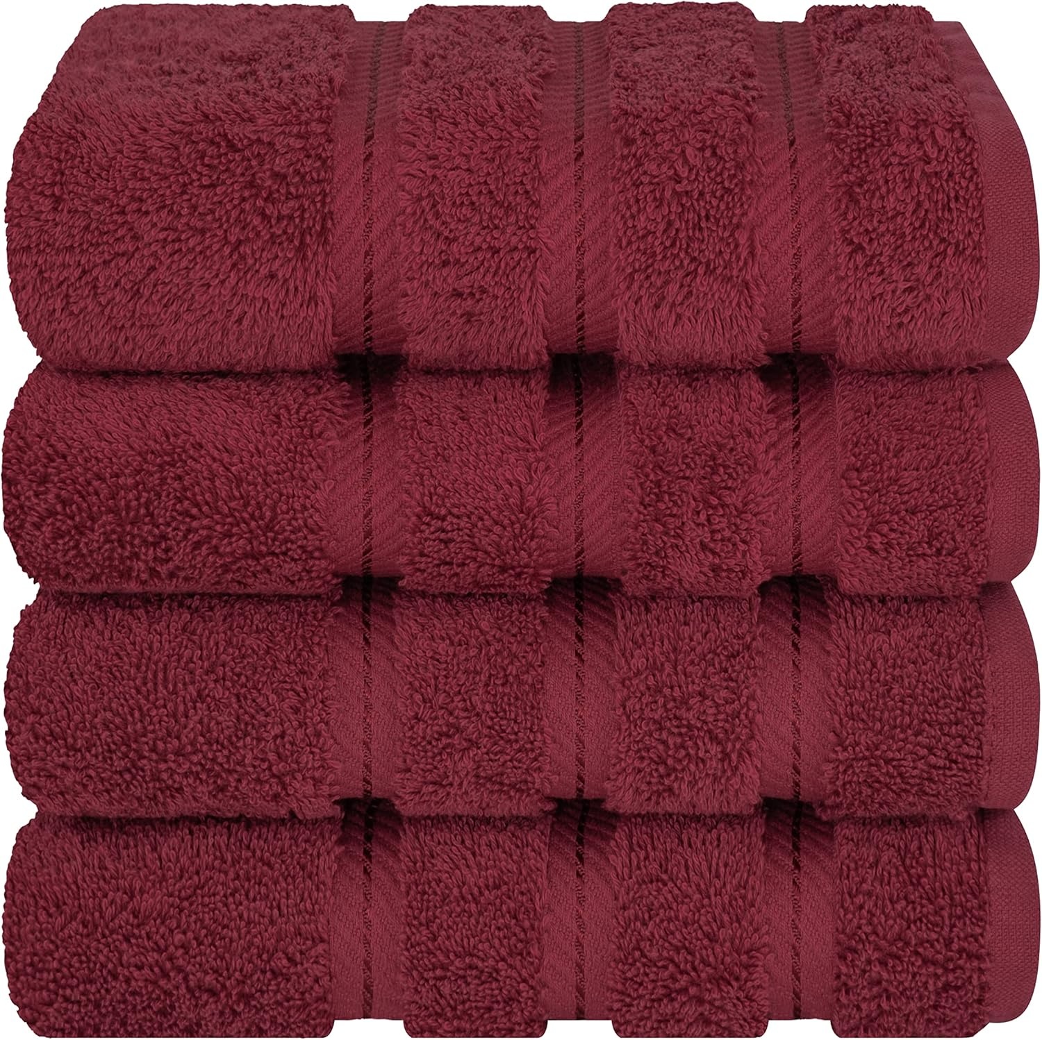 image:imageAmerican Soft Linen 100 Cotton Luxury Turkish Towels 4 PC Hand Towel Set Soft Absorbent Quick Dry OEKO Tex Standard 100 Certificated Durable Machine Washable Breathable Premium Hotel QualityBordeaux Red