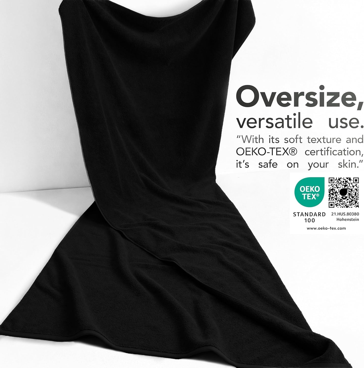 image:imageAmerican Soft Linen 100 Cotton Luxury Turkish Towels 4 PC Hand Towel Set Soft Absorbent Quick Dry OEKO Tex Standard 100 Certificated Durable Machine Washable Breathable Premium Hotel QualityBlack