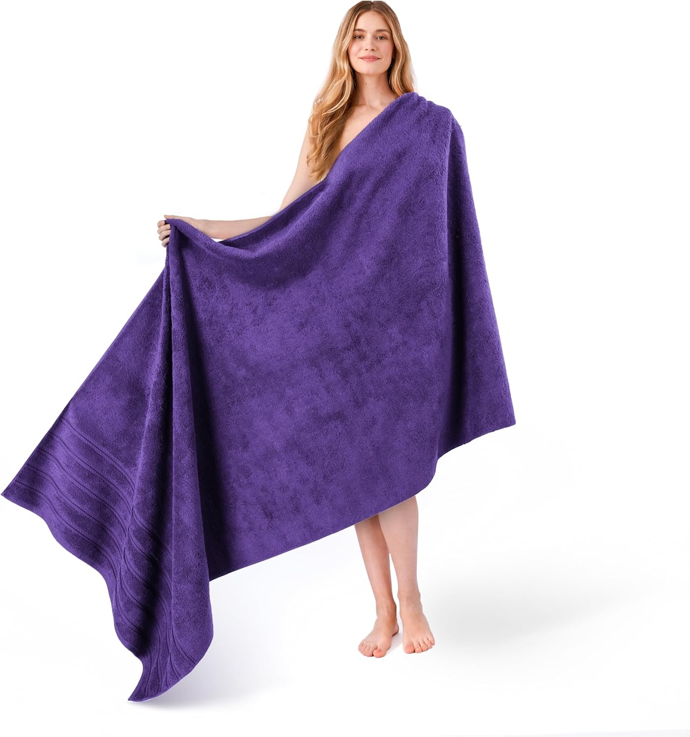 image:imageAmerican Soft Linen 100 Cotton Luxury Turkish Towels 4 PC Hand Towel Set Soft Absorbent Quick Dry OEKO Tex Standard 100 Certificated Durable Machine Washable Breathable Premium Hotel QualityViolet Purple