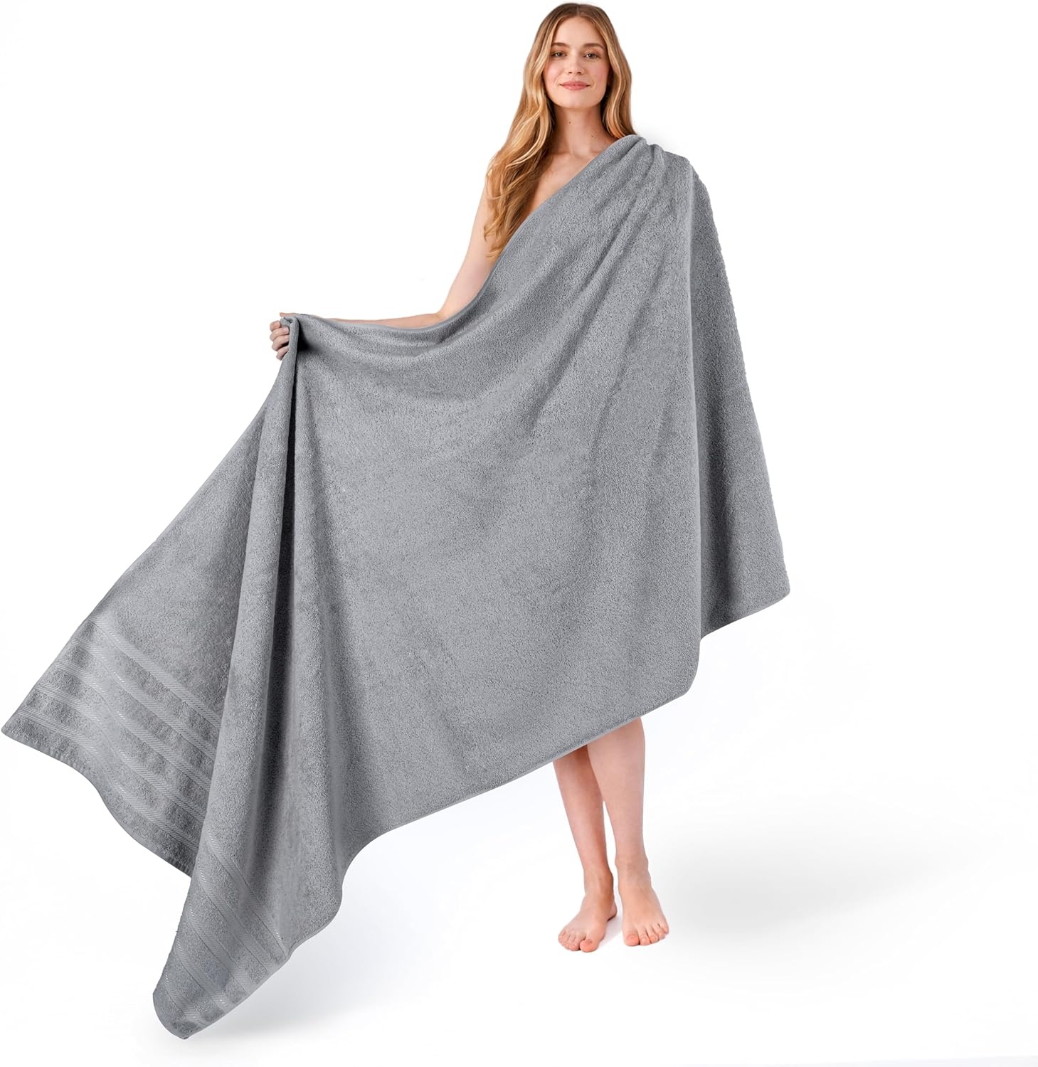 image:imageAmerican Soft Linen 100 Cotton Luxury Turkish Towels 4 PC Hand Towel Set Soft Absorbent Quick Dry OEKO Tex Standard 100 Certificated Durable Machine Washable Breathable Premium Hotel QualityLight Grey