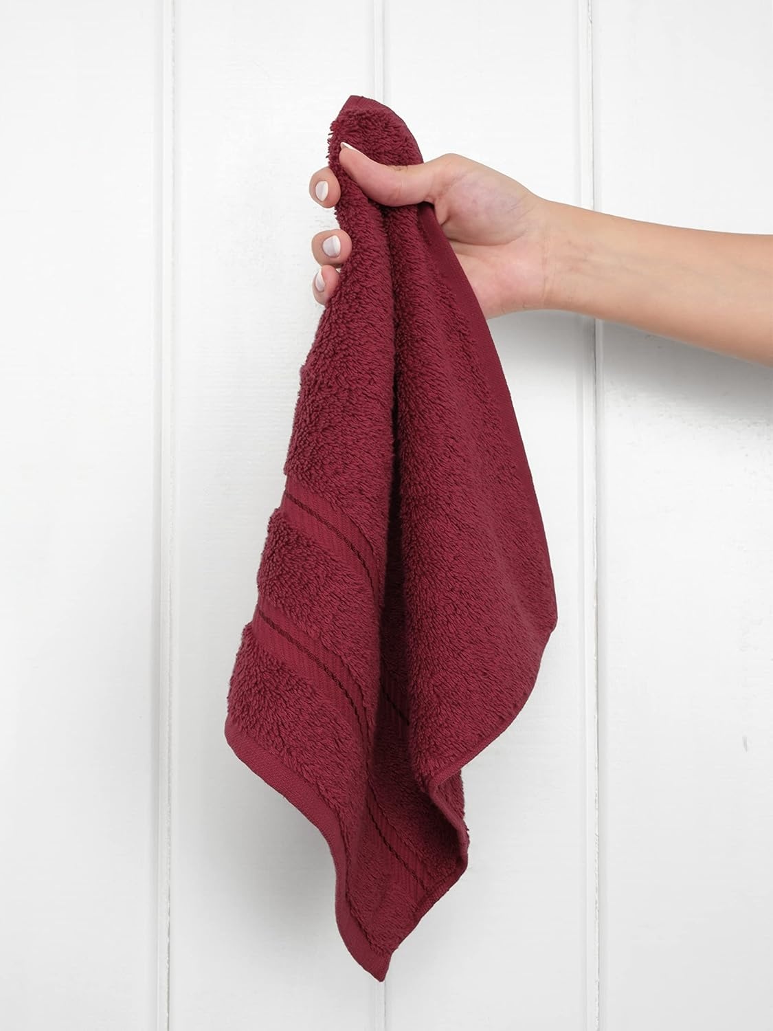 image:imageAmerican Soft Linen 100 Cotton Luxury Turkish Towels 4 PC Hand Towel Set Soft Absorbent Quick Dry OEKO Tex Standard 100 Certificated Durable Machine Washable Breathable Premium Hotel QualityBordeaux Red