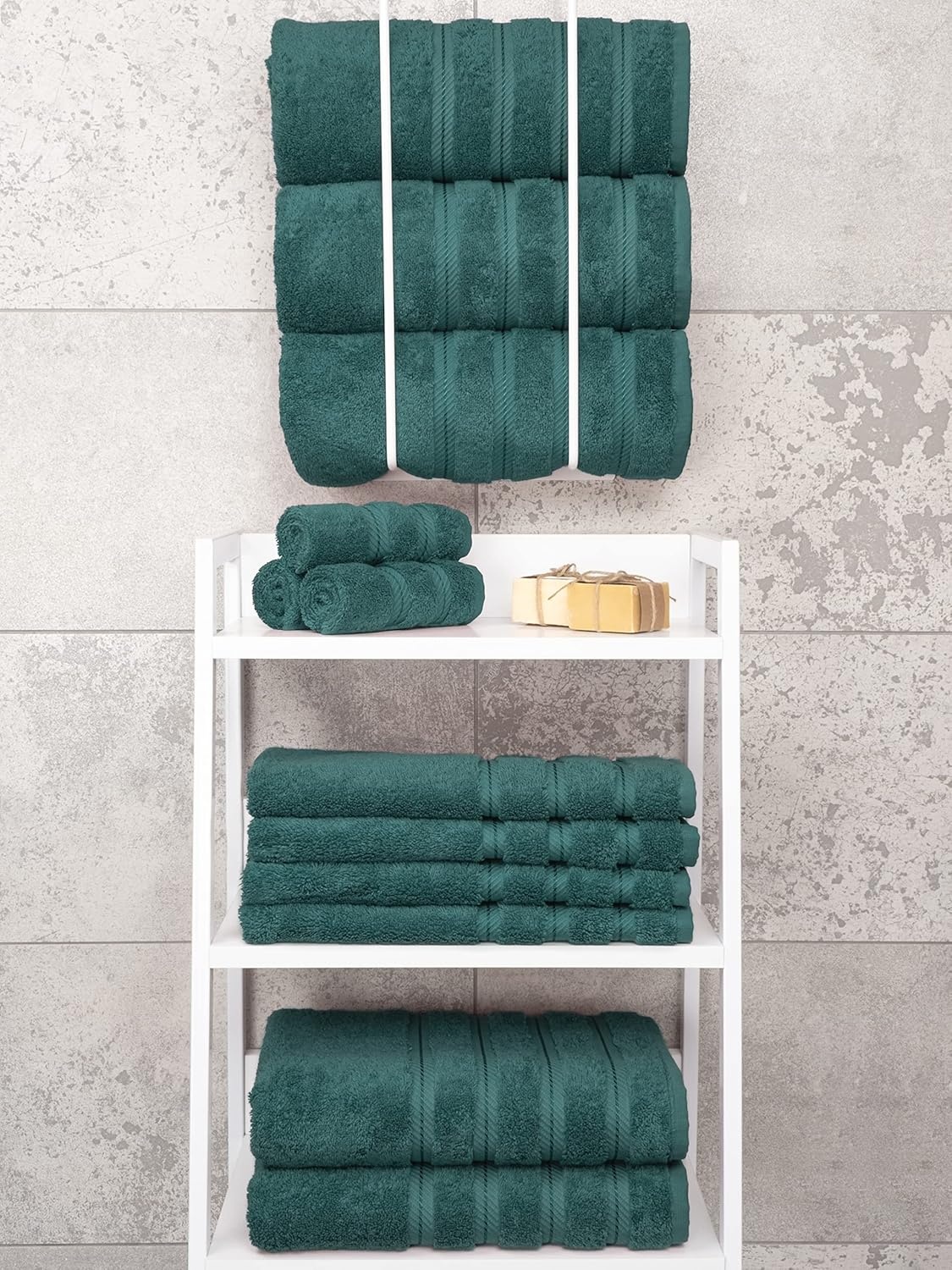 image:imageAmerican Soft Linen 100 Cotton Luxury Turkish Towels 4 PC Hand Towel Set Soft Absorbent Quick Dry OEKO Tex Standard 100 Certificated Durable Machine Washable Breathable Premium Hotel QualityTeal