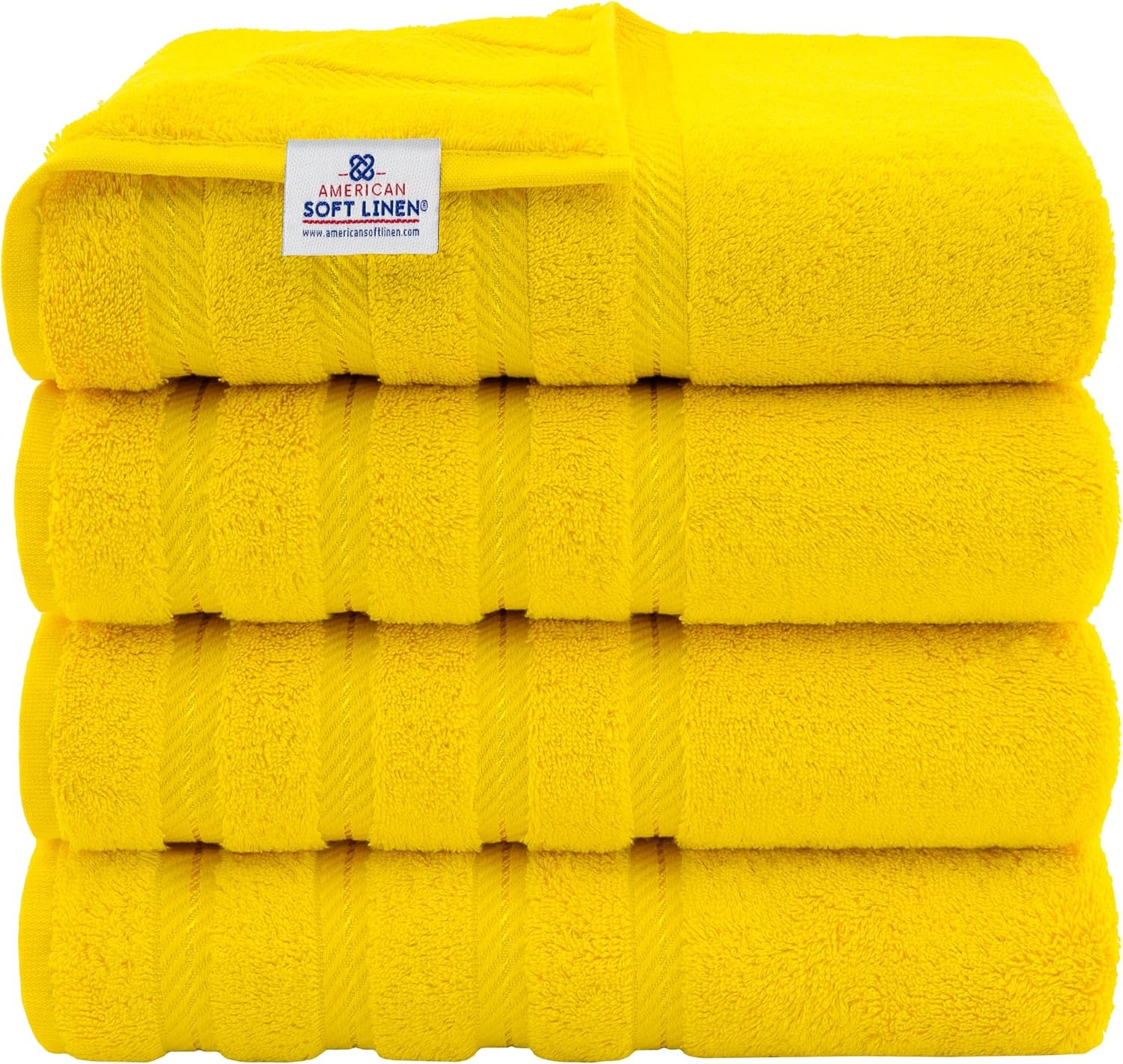 image:imageAmerican Soft Linen 100 Cotton Luxury Turkish Towels 4 PC Hand Towel Set Soft Absorbent Quick Dry OEKO Tex Standard 100 Certificated Durable Machine Washable Breathable Premium Hotel QualityLemon Yellow