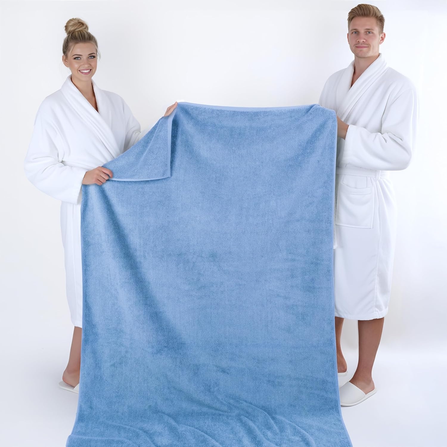 image:imageAmerican Soft Linen 100 Cotton Luxury Turkish Towels 4 PC Hand Towel Set Soft Absorbent Quick Dry OEKO Tex Standard 100 Certificated Durable Machine Washable Breathable Premium Hotel QualitySky Blue