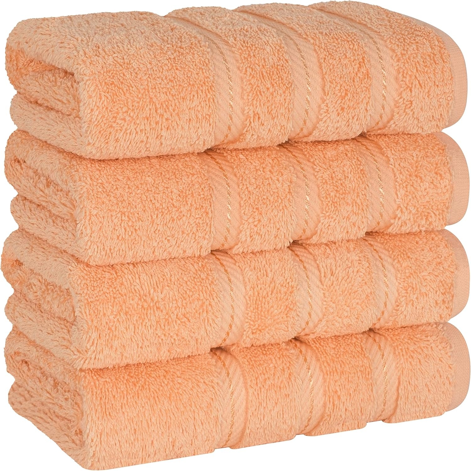 image:imageAmerican Soft Linen 100 Cotton Luxury Turkish Towels 4 PC Hand Towel Set Soft Absorbent Quick Dry OEKO Tex Standard 100 Certificated Durable Machine Washable Breathable Premium Hotel QualityMalibu Peach