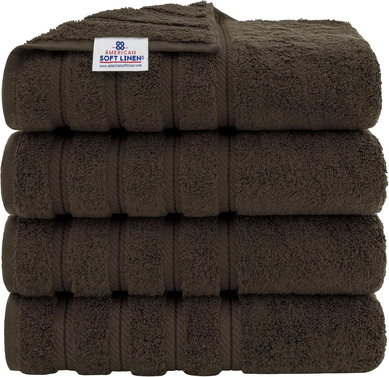image:imageAmerican Soft Linen 100 Cotton Luxury Turkish Towels 4 PC Hand Towel Set Soft Absorbent Quick Dry OEKO Tex Standard 100 Certificated Durable Machine Washable Breathable Premium Hotel QualityChocolate Brown