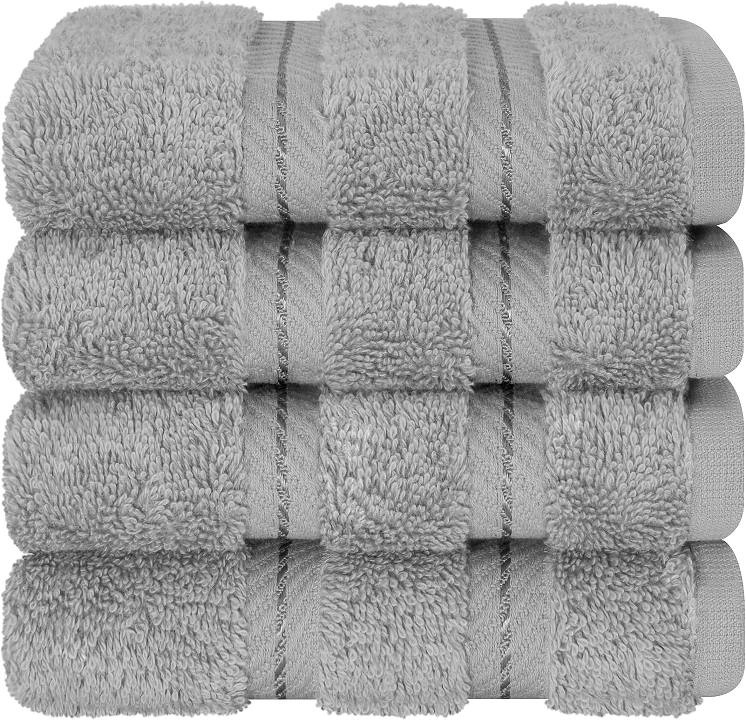 image:imageAmerican Soft Linen 100 Cotton Luxury Turkish Towels 4 PC Hand Towel Set Soft Absorbent Quick Dry OEKO Tex Standard 100 Certificated Durable Machine Washable Breathable Premium Hotel QualityLight Grey