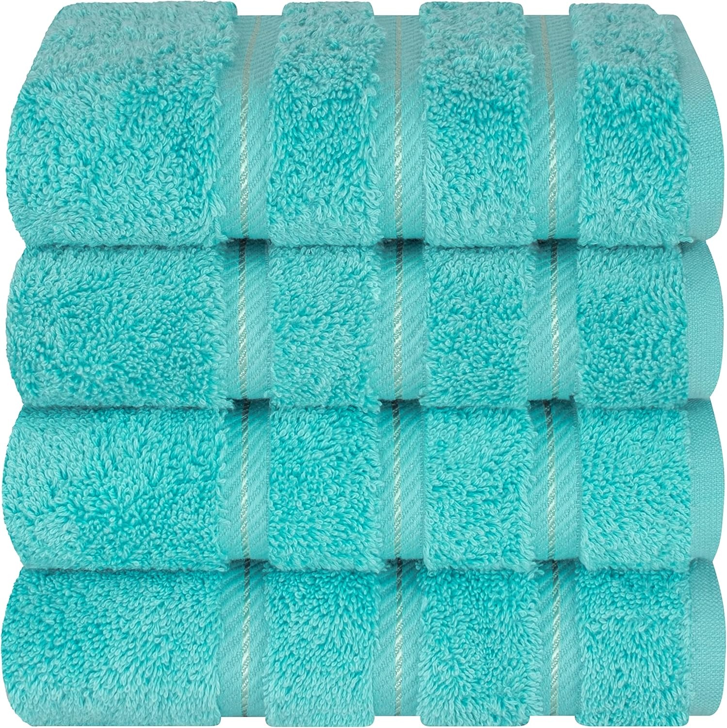image:imageAmerican Soft Linen 100 Cotton Luxury Turkish Towels 4 PC Hand Towel Set Soft Absorbent Quick Dry OEKO Tex Standard 100 Certificated Durable Machine Washable Breathable Premium Hotel QualityTurquoise Blue
