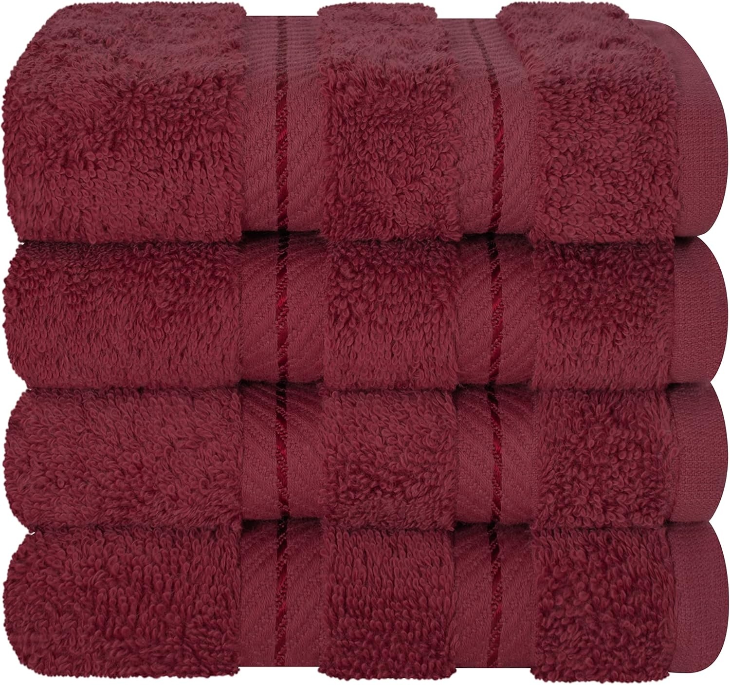 image:imageAmerican Soft Linen 100 Cotton Luxury Turkish Towels 4 PC Hand Towel Set Soft Absorbent Quick Dry OEKO Tex Standard 100 Certificated Durable Machine Washable Breathable Premium Hotel QualityBordeaux Red