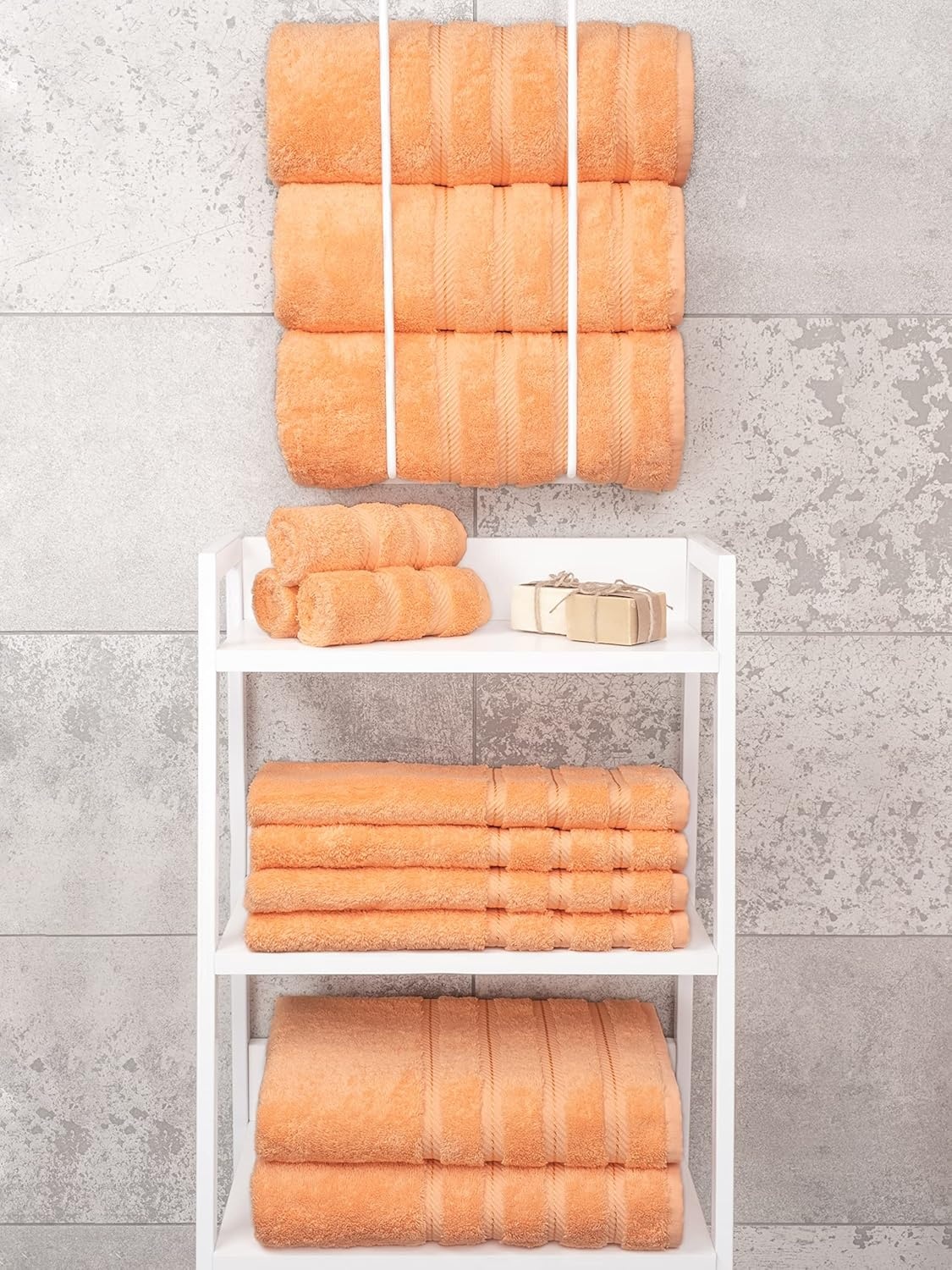 image:imageAmerican Soft Linen 100 Cotton Luxury Turkish Towels 4 PC Hand Towel Set Soft Absorbent Quick Dry OEKO Tex Standard 100 Certificated Durable Machine Washable Breathable Premium Hotel QualityMalibu Peach
