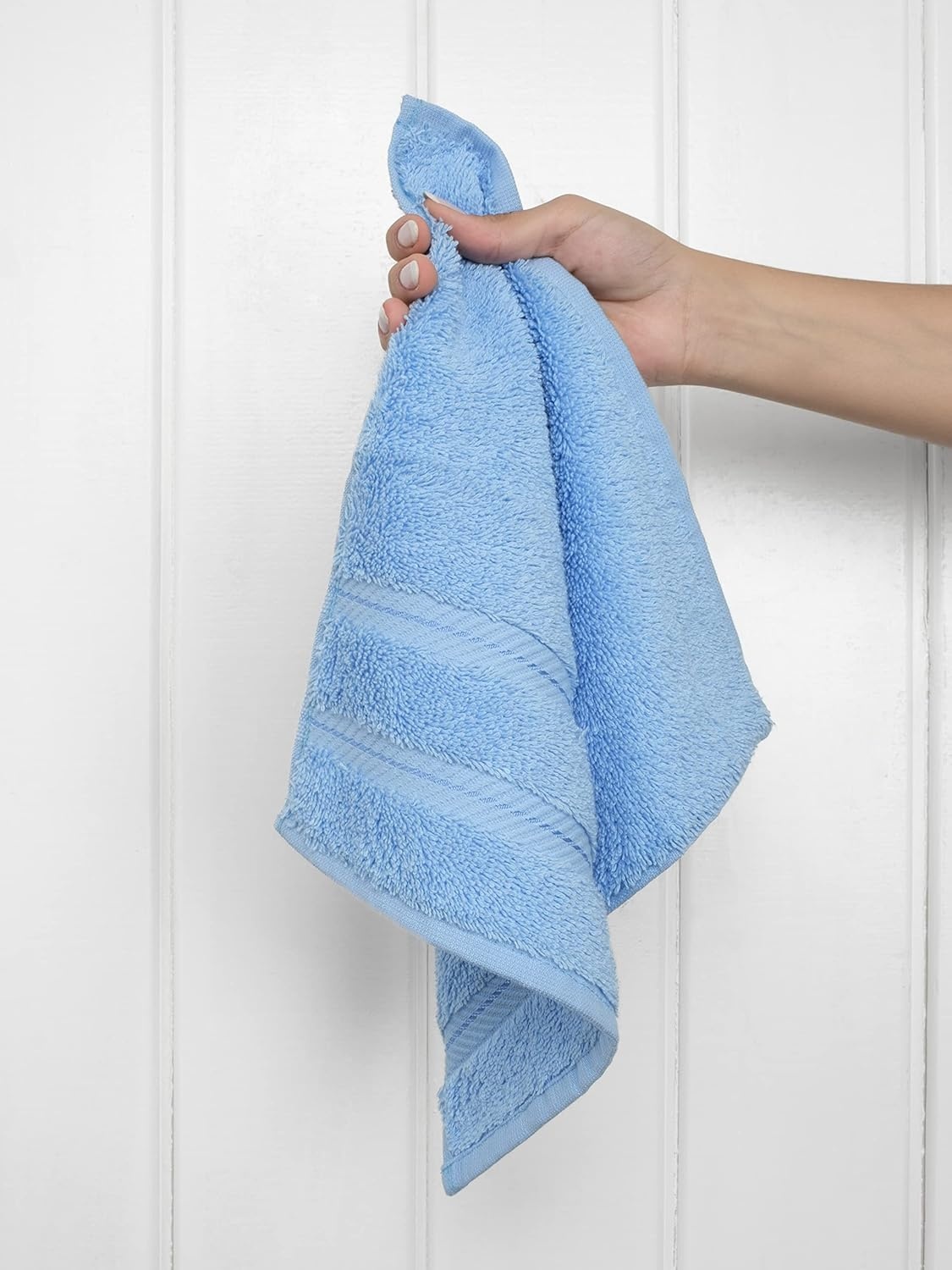 image:imageAmerican Soft Linen 100 Cotton Luxury Turkish Towels 4 PC Hand Towel Set Soft Absorbent Quick Dry OEKO Tex Standard 100 Certificated Durable Machine Washable Breathable Premium Hotel QualitySky Blue
