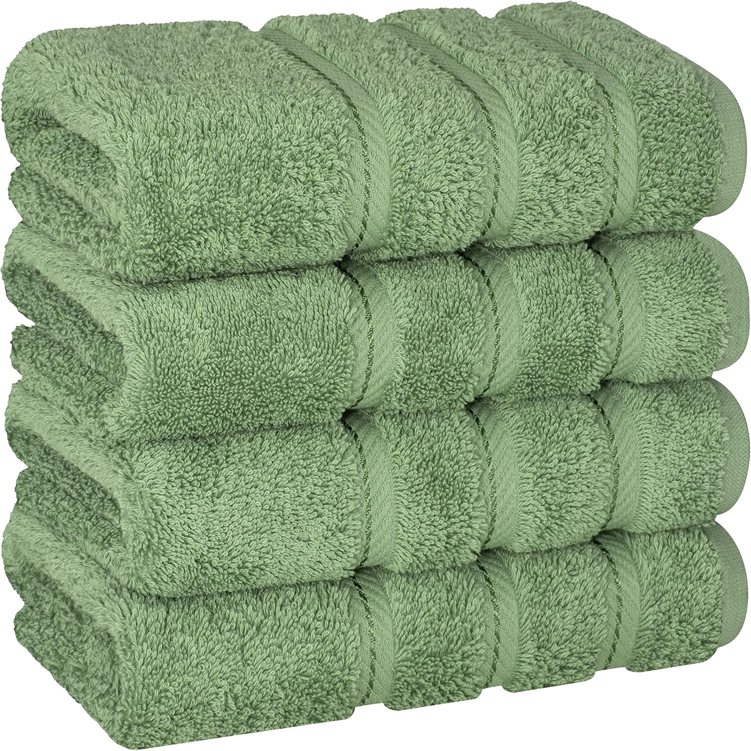 image:imageAmerican Soft Linen 100 Cotton Luxury Turkish Towels 4 PC Hand Towel Set Soft Absorbent Quick Dry OEKO Tex Standard 100 Certificated Durable Machine Washable Breathable Premium Hotel QualitySage Green