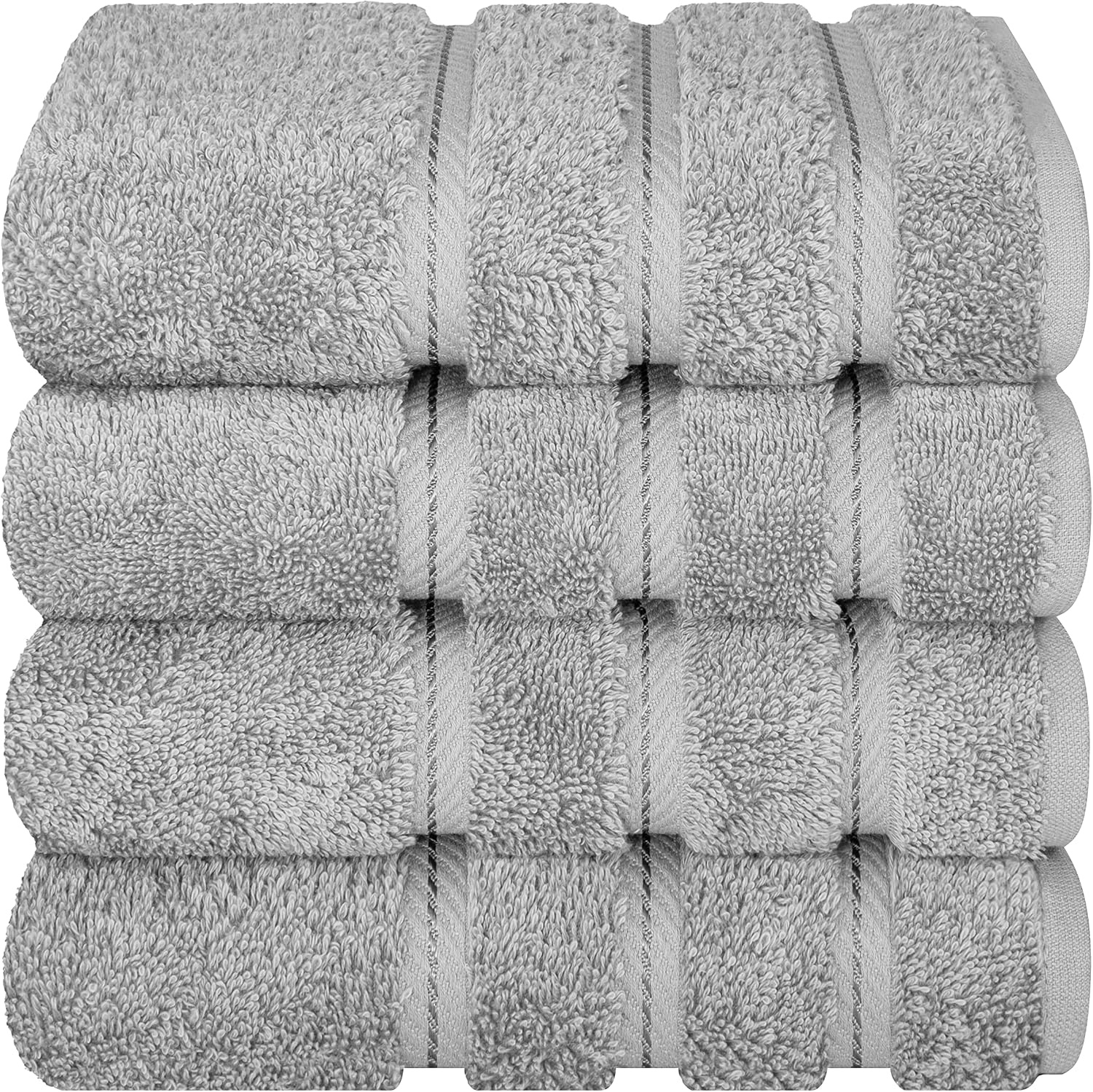 image:imageAmerican Soft Linen 100 Cotton Luxury Turkish Towels 4 PC Hand Towel Set Soft Absorbent Quick Dry OEKO Tex Standard 100 Certificated Durable Machine Washable Breathable Premium Hotel QualityLight Grey