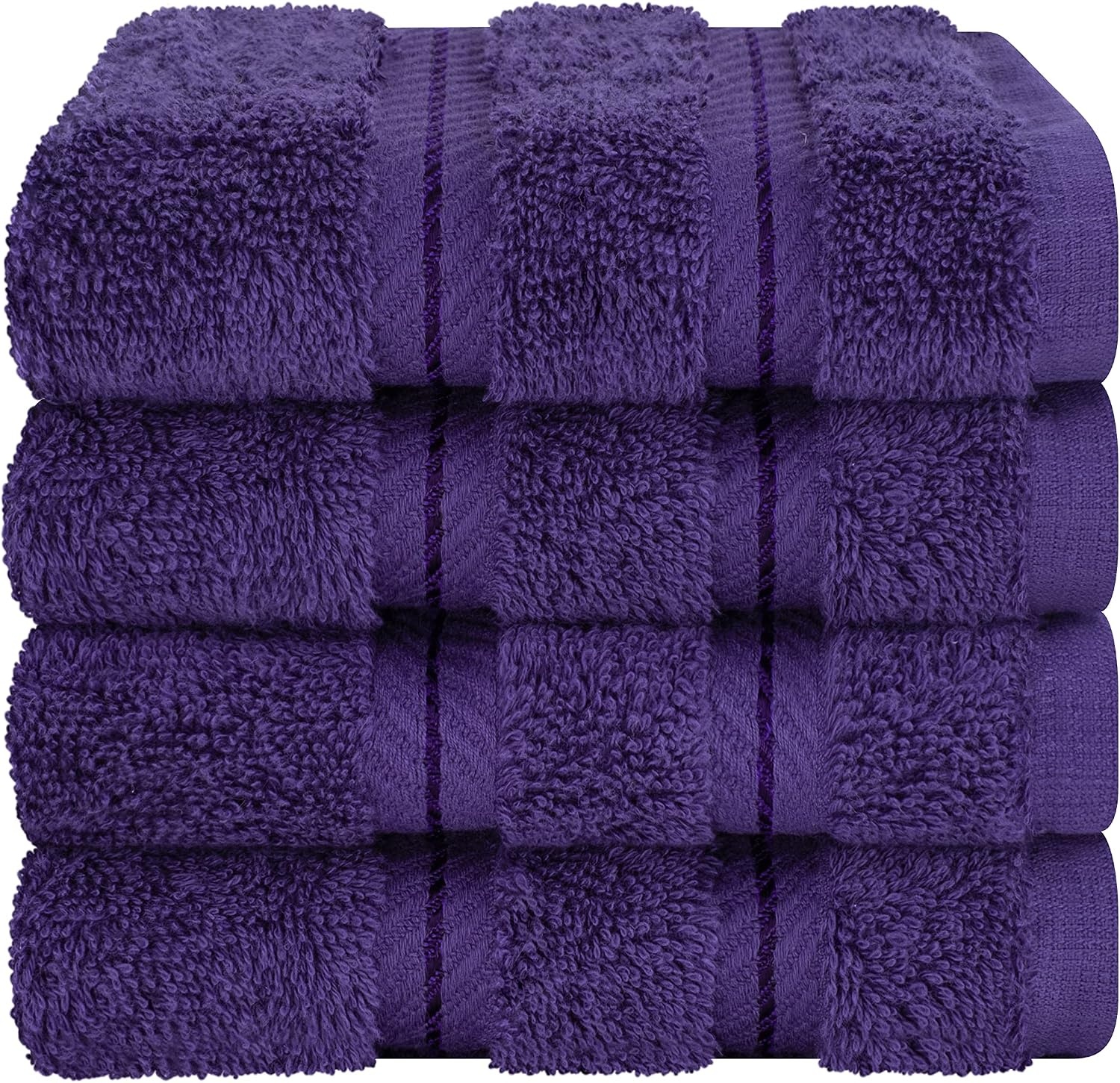 image:imageAmerican Soft Linen 100 Cotton Luxury Turkish Towels 4 PC Hand Towel Set Soft Absorbent Quick Dry OEKO Tex Standard 100 Certificated Durable Machine Washable Breathable Premium Hotel QualityViolet Purple