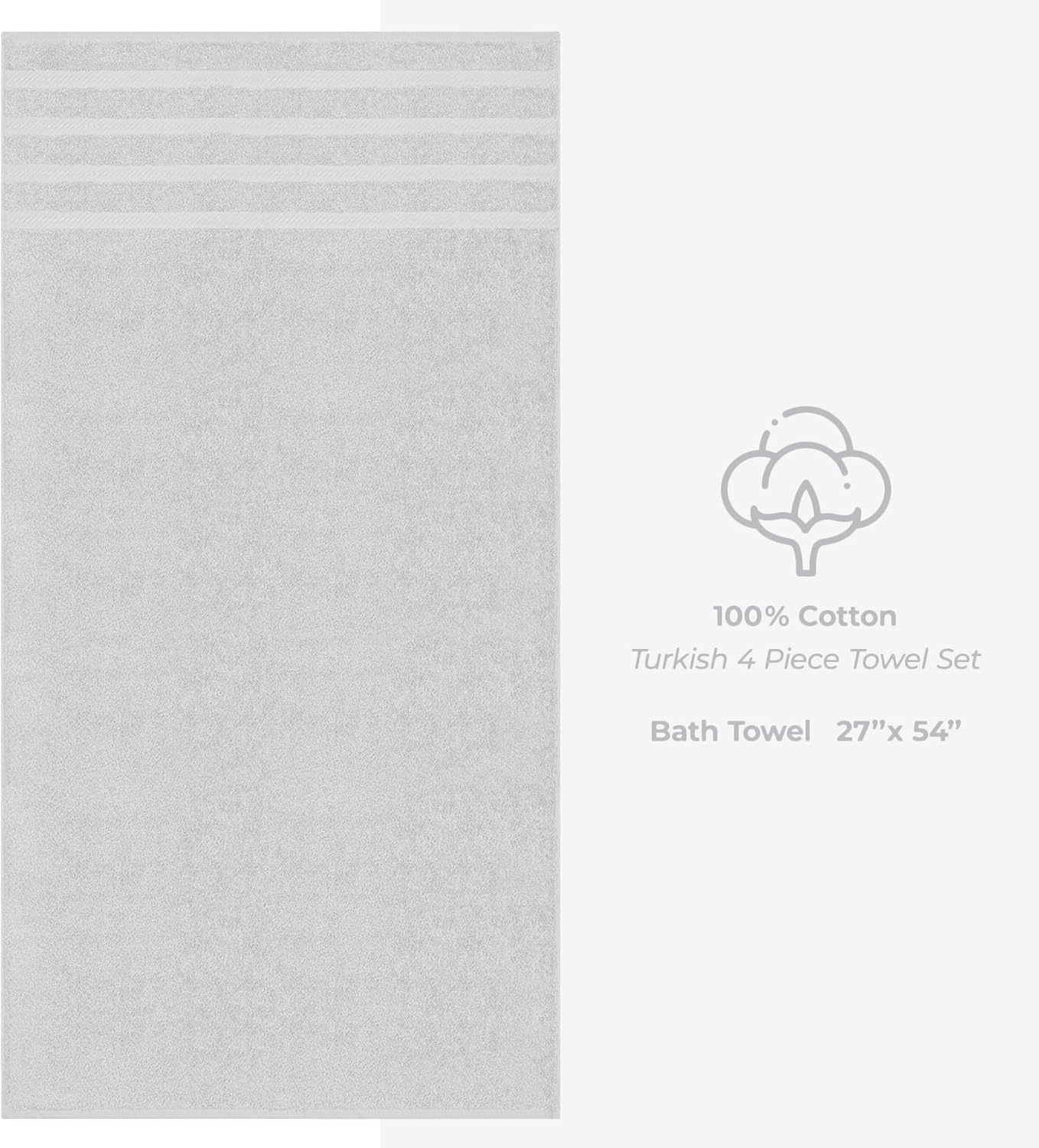image:imageAmerican Soft Linen 100 Cotton Luxury Turkish Towels 4 PC Hand Towel Set Soft Absorbent Quick Dry OEKO Tex Standard 100 Certificated Durable Machine Washable Breathable Premium Hotel QualitySilver Gray