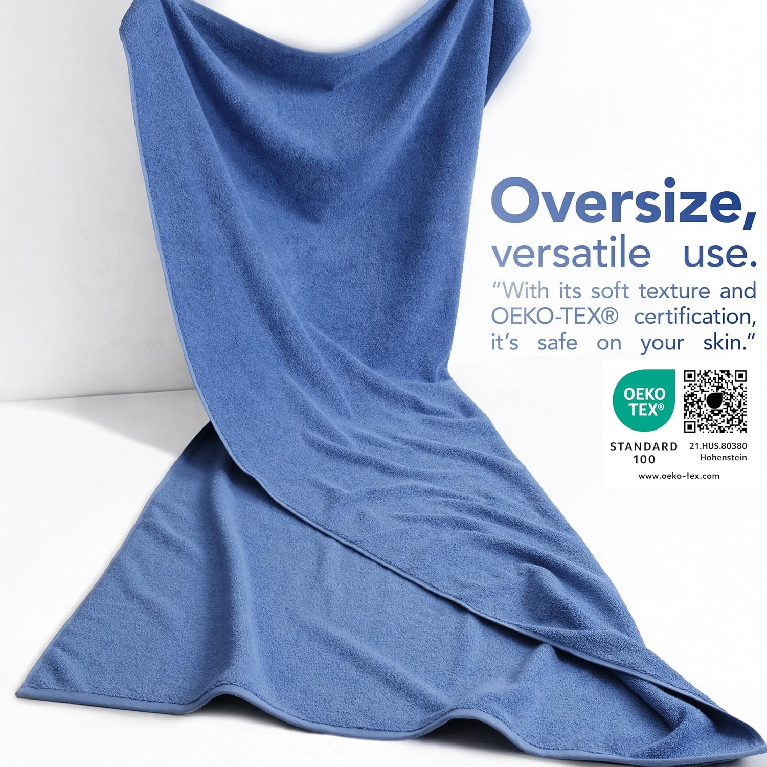 image:imageAmerican Soft Linen 100 Cotton Luxury Turkish Towels 4 PC Hand Towel Set Soft Absorbent Quick Dry OEKO Tex Standard 100 Certificated Durable Machine Washable Breathable Premium Hotel QualityElectric Blue