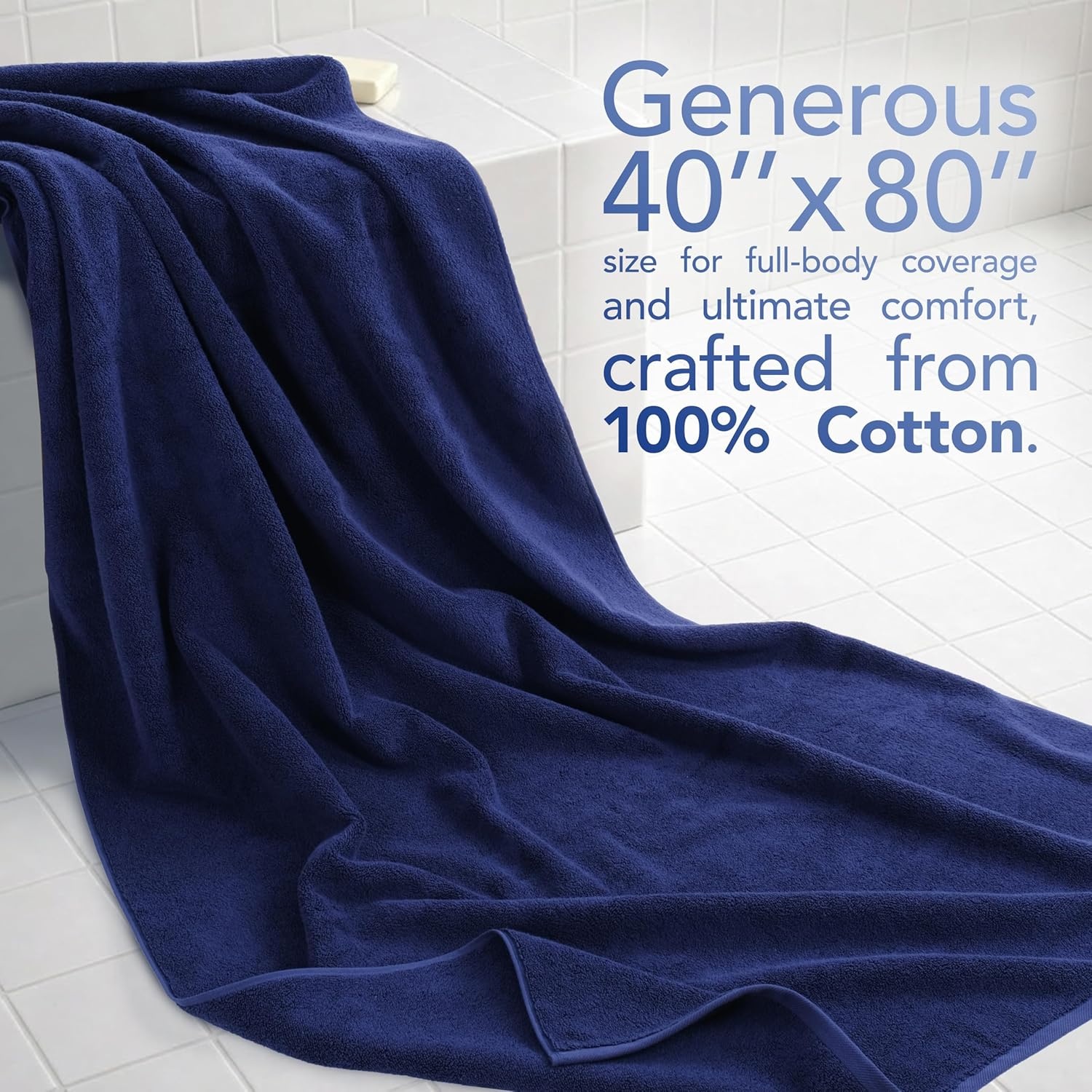 image:imageAmerican Soft Linen 100 Cotton Luxury Turkish Towels 4 PC Hand Towel Set Soft Absorbent Quick Dry OEKO Tex Standard 100 Certificated Durable Machine Washable Breathable Premium Hotel QualityNavy Blue