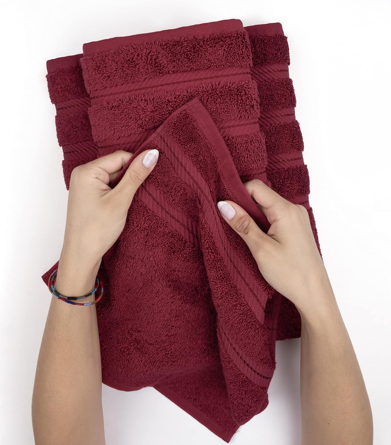 image:imageAmerican Soft Linen 100 Cotton Luxury Turkish Towels 4 PC Hand Towel Set Soft Absorbent Quick Dry OEKO Tex Standard 100 Certificated Durable Machine Washable Breathable Premium Hotel QualityBordeaux Red