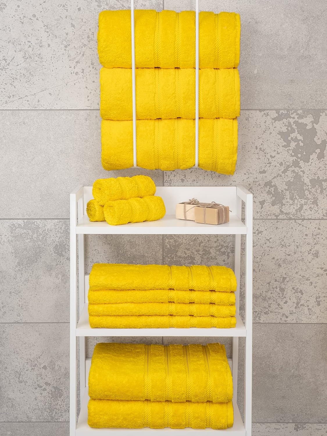 image:imageAmerican Soft Linen 100 Cotton Luxury Turkish Towels 4 PC Hand Towel Set Soft Absorbent Quick Dry OEKO Tex Standard 100 Certificated Durable Machine Washable Breathable Premium Hotel QualityLemon Yellow